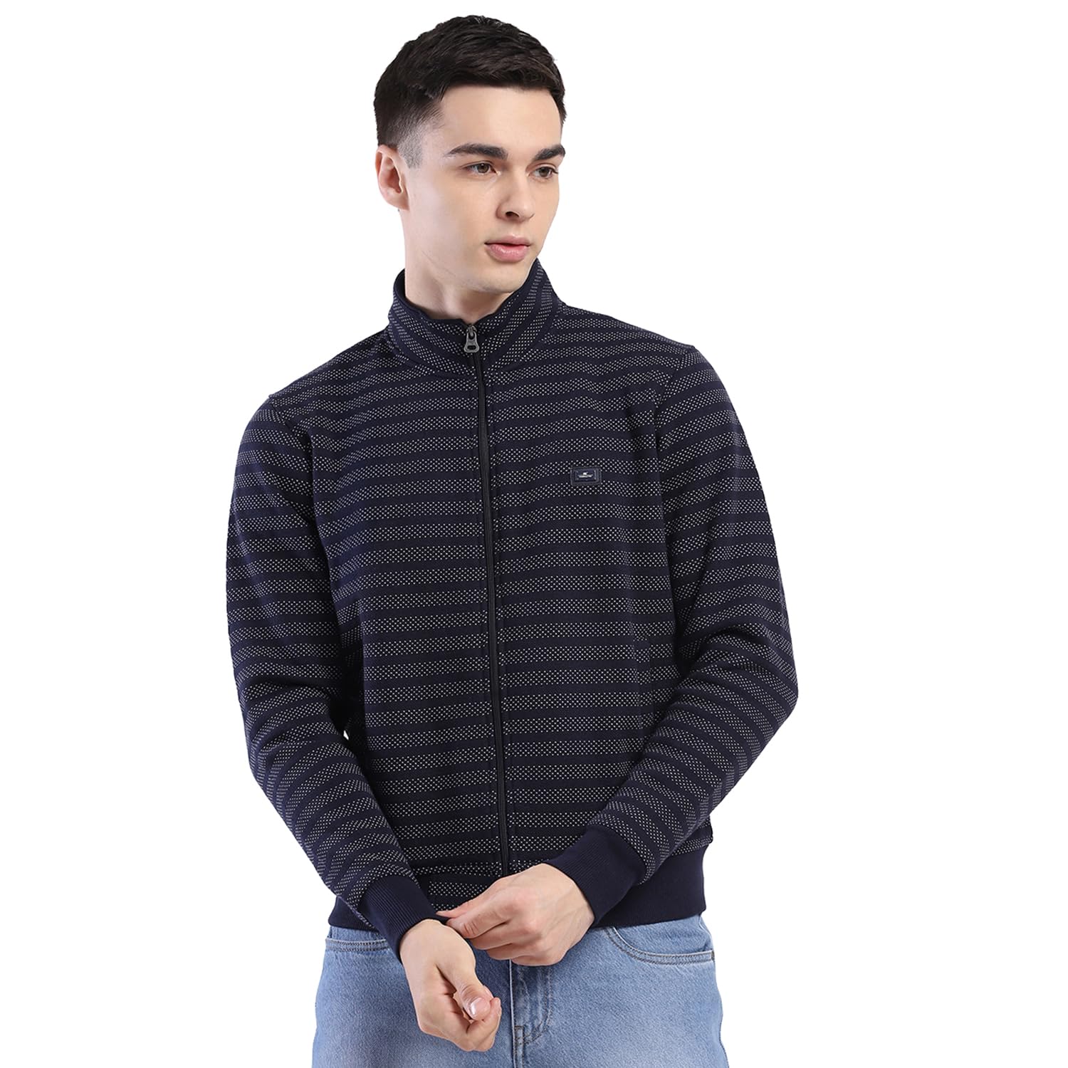 monte carlo Men Regular Fit Self Designed Pattern Mock Neck Zipper Closure Full Sleeve Winter Sweatshirt| Stylish Sweatshirt for Men | Soft Comfortable Casual Winter Wear for Men's (Pack of 1)-picture-31