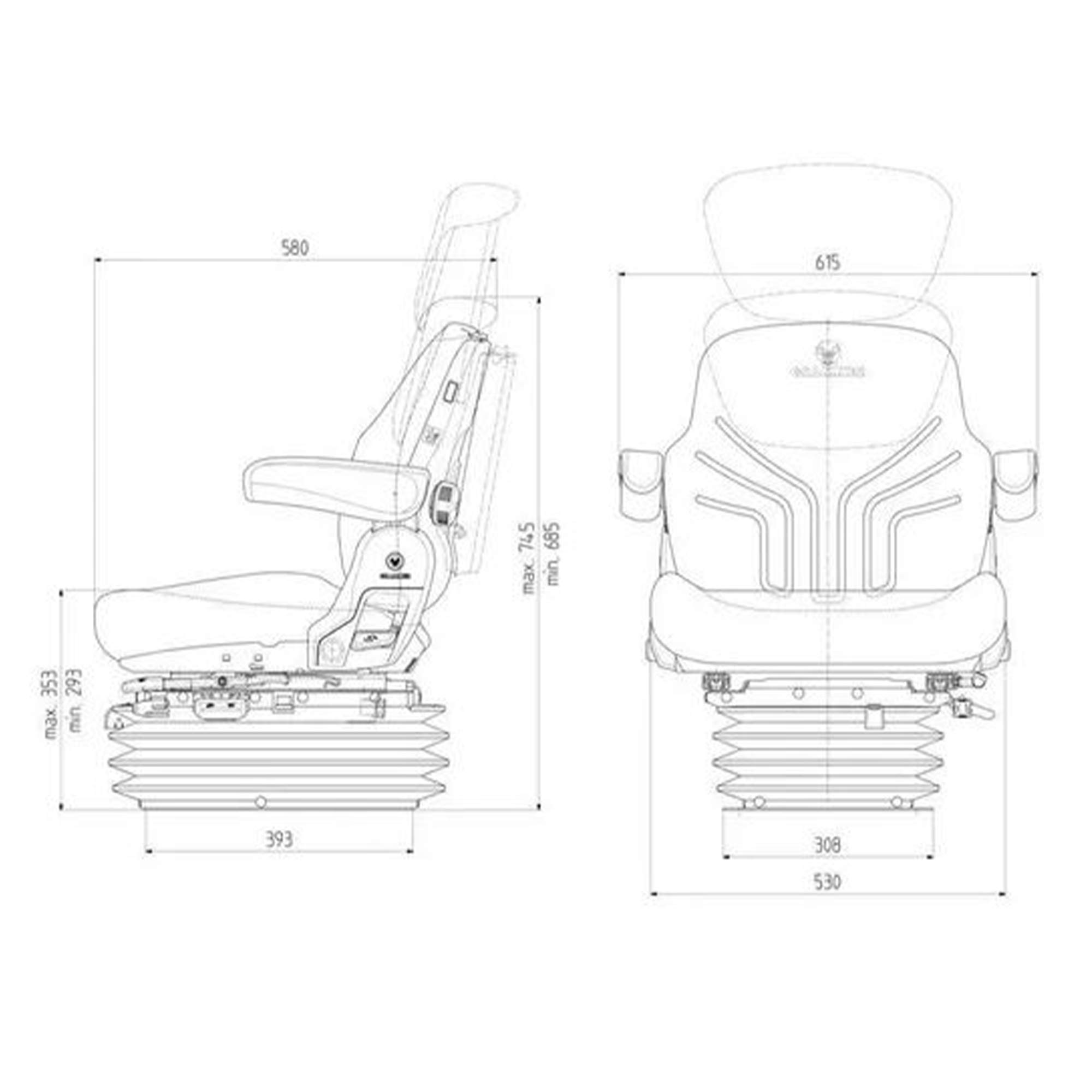 Asiento Grammer de tela con suspensión neumática Cód. G1248637 - MSG95G/721
