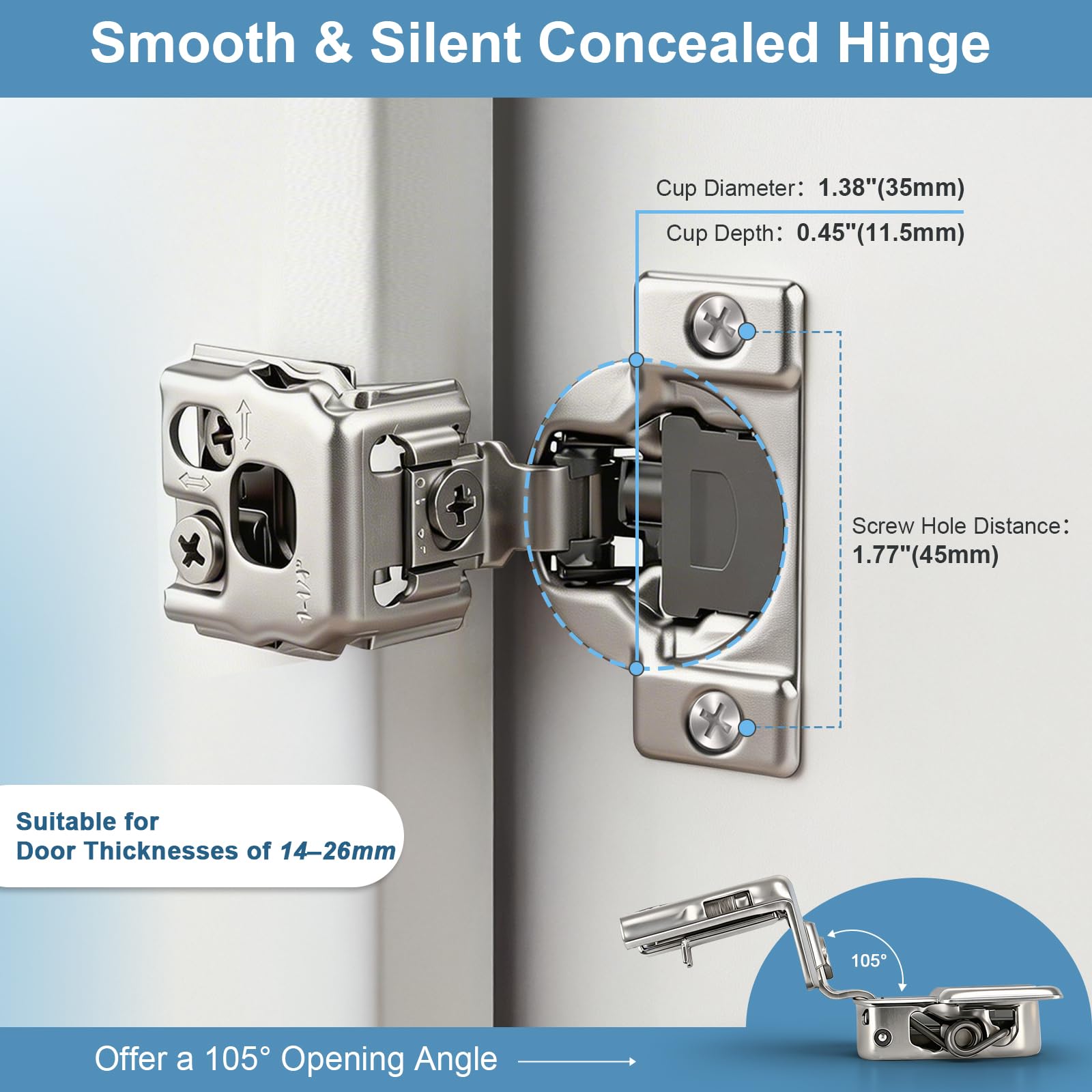 Soft Close Cabinet Hinges - Quiet & Durable -5