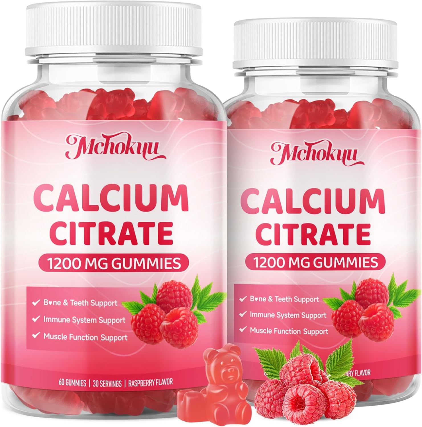 Calcium Citrate Gummies 1200mg Chewable Calcium Supplements for Women & Men, Sugar Free Calcium for Bone, Muscle & Immune Support, Non-GMO, Gluten Free, Natural Raspberry Flavor 120 Count