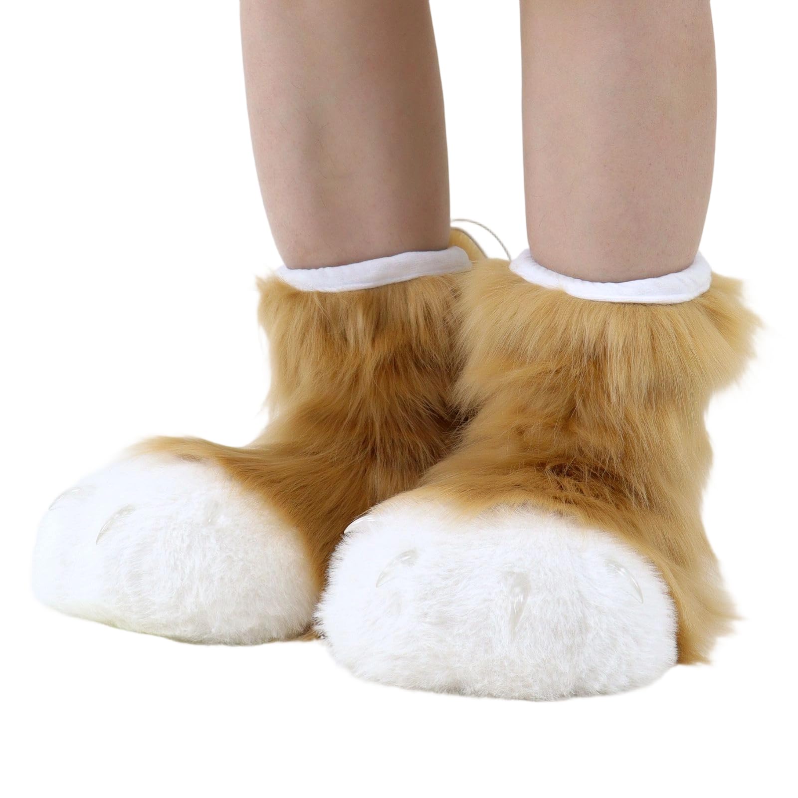 1 paio di scarpe a forma di artiglio di animali, pelose pantofole per costumi cosplay per adulti e bambini, accessori per feste, gatti, lupo, cane, volpe, tuta di pelliccia, piedi, zampe
