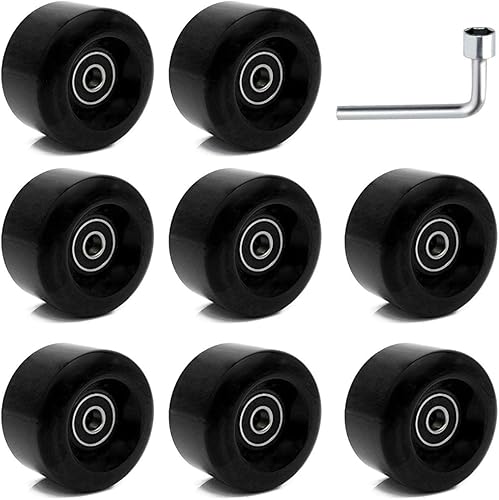 Paquete de 8 ruedas para patines con rodamientos instalados, 1.27 x 1.26 pulgadas, 95A, ruedas de patinaje cuádruple para interiores, ruedas