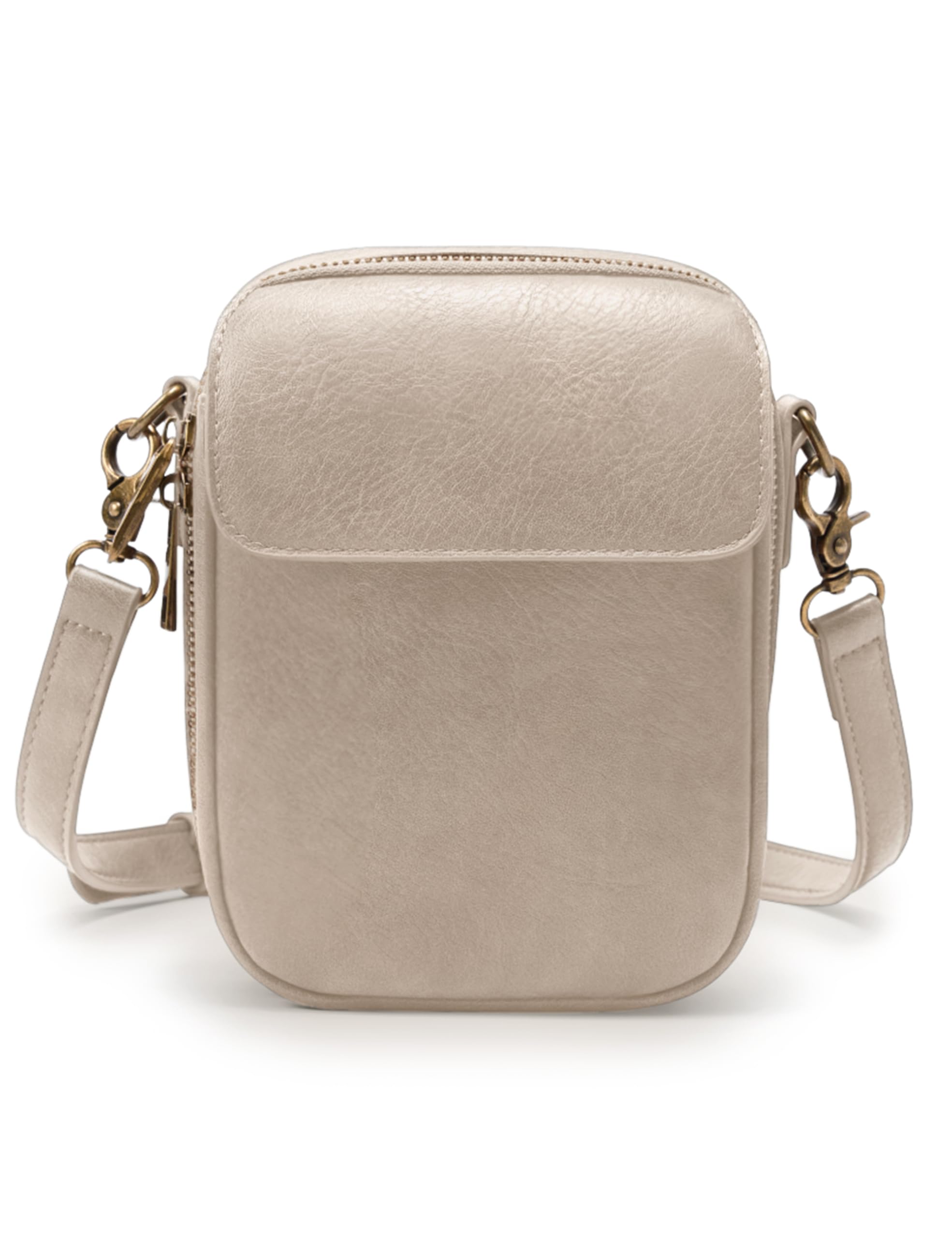 Photo 1 of *** missing strap *** Yarnic Small Crossbody Bag, Vegan Leather Cell Phone Purse for Women, Vintage Wallet Bag with Card Slots (Beige Gray-leather strap)
