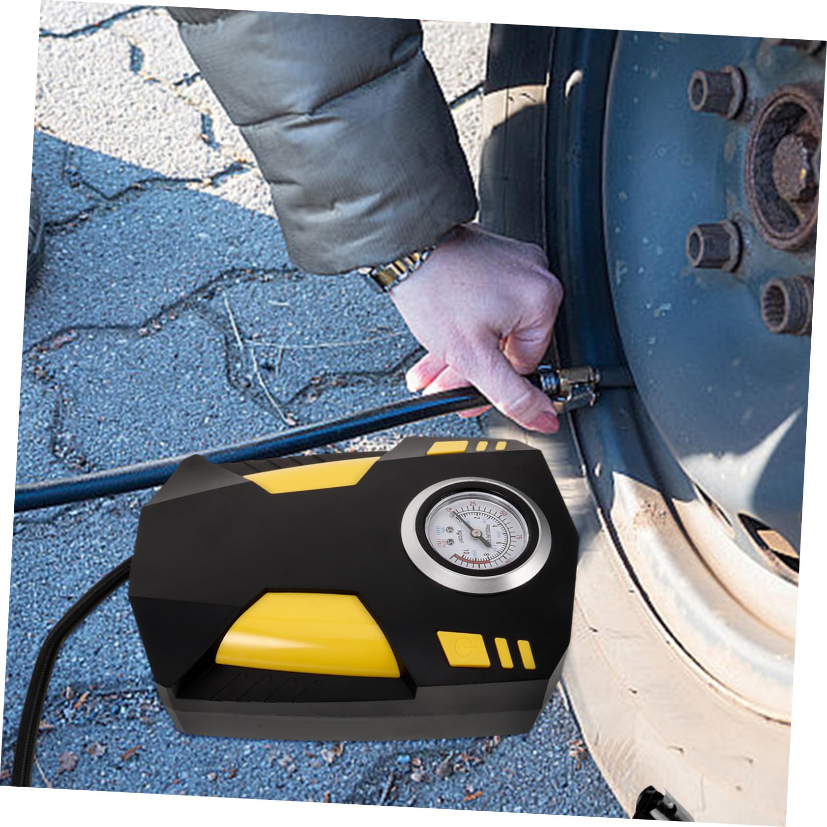 Amosfun Compressore Pneumatici Portatile Display Digitale Intelligente e Gonfiaggio Regolabile, Pompa ad Aria Elettrica per Auto, Motociclo e Bicicletta in ABS, Adatto a Veicoli di Vario