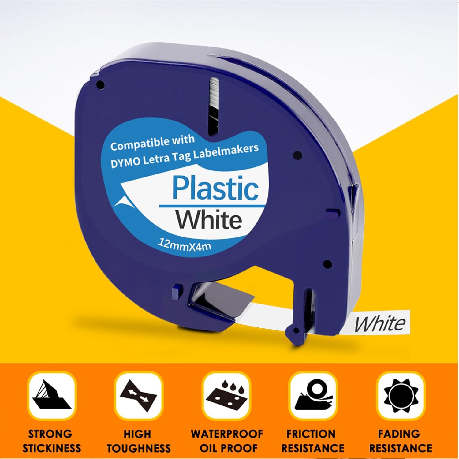 5 Pack Compatible with Dymo Letratag Refills 91201 91331 S0721660 Label Maker Tape White Plastic 12mm x 4m 1/2" x 13', Work with Dymo Letra Tag LT-100H LT-100T Plus 200B QX50 XR XM 2000 - Image 6