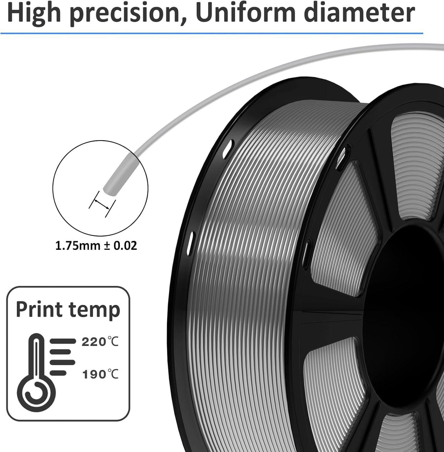 GIANTARM PETG Filament 1KG - Silver for 3D Printing -3