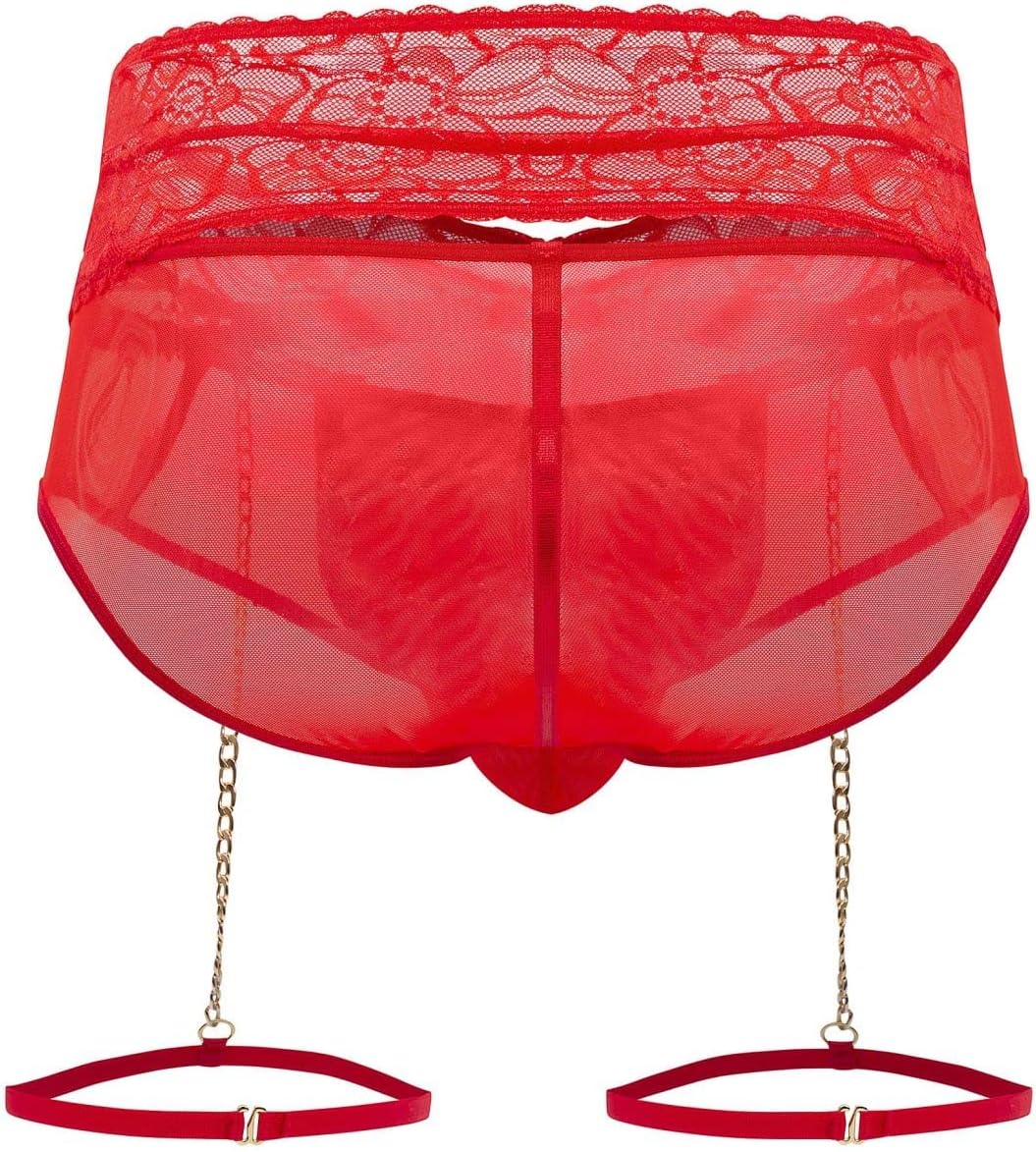 CandyMan Fashion 99703X Garter Briefs Two Piece Set Color Red Size 2-3XL