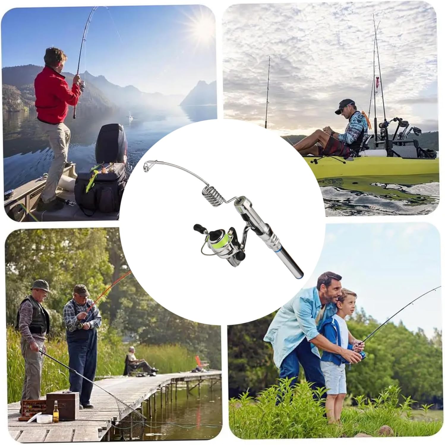 Mini Fishing Rod and Reel Mini Fishing Rod Lightweight Portable All-Metal Elastic Mini Fishing Rod and Reel Rust-Resistant Non-Slip Pocket Fishing Rod for River Lake Ice Fishing