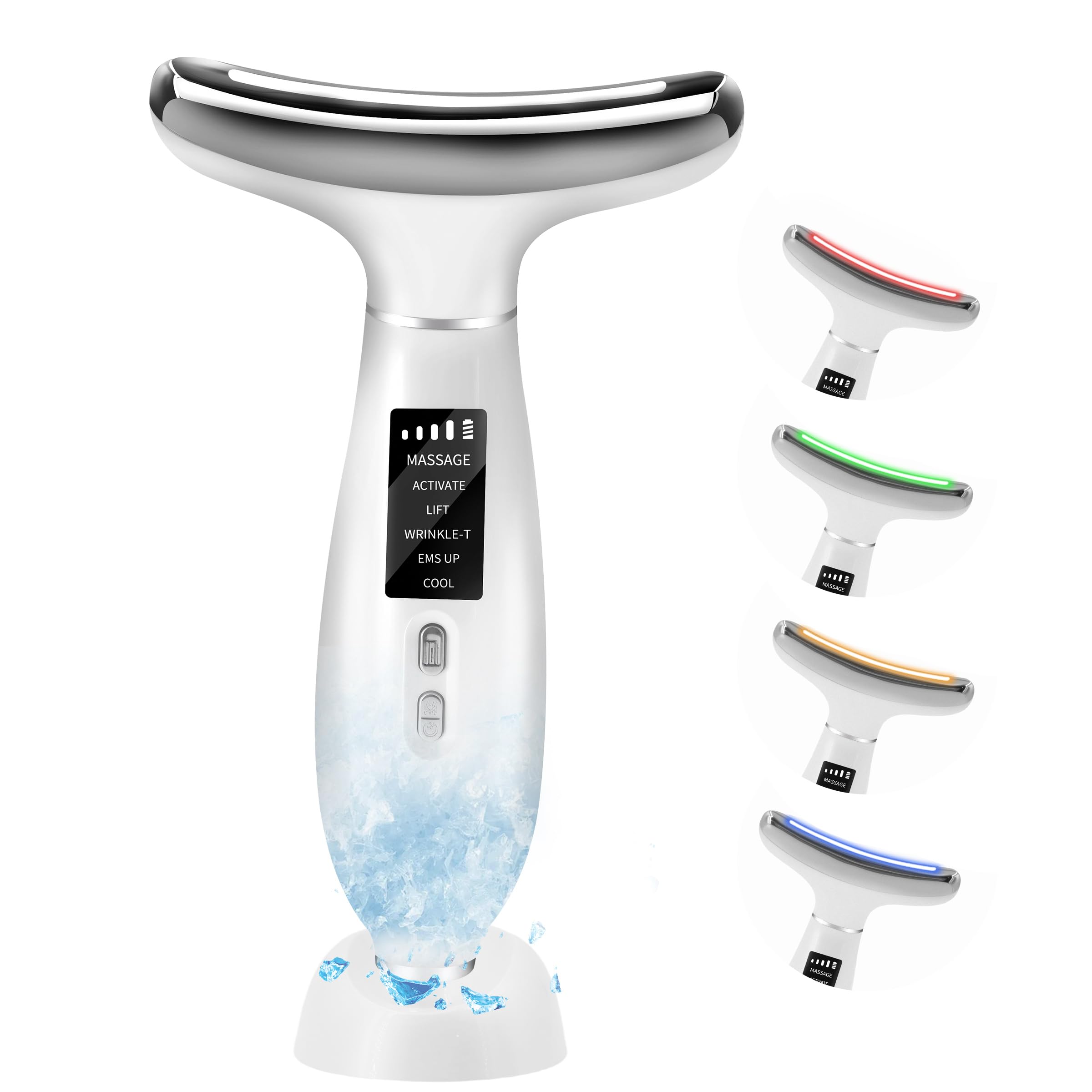 EMS-Style Gua Sha - Gesichtsmassagegerät Elektrisch mit Vibration & Wärme & Kalt, EMS Gerät Gesicht mit Rotlicht, Blau, Grün, Gesicht Lifting Falten-und Schwellungsreduzierung