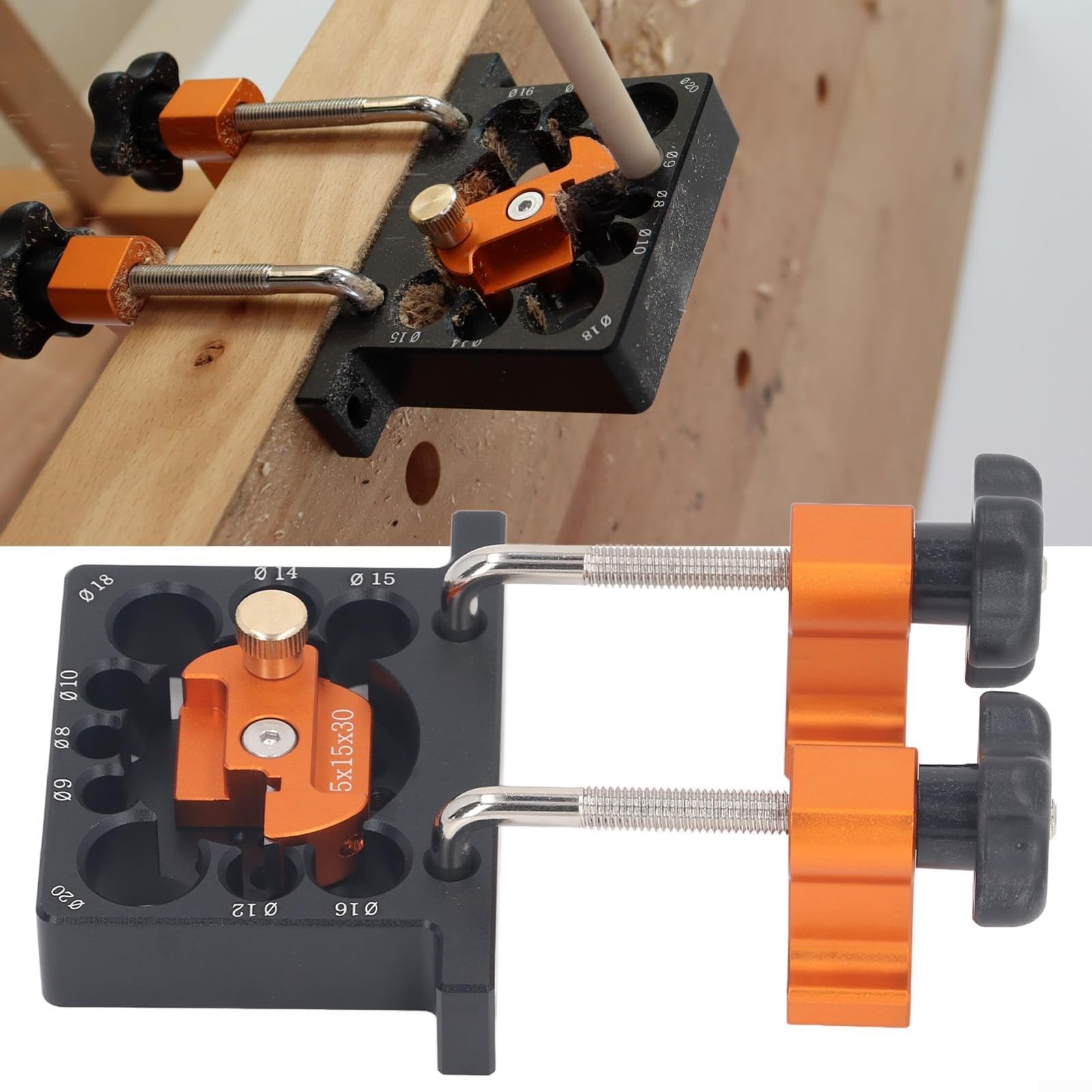 Holzdrehgerät 9-Loch Einstellbar Rund Holzdübelmacher DIY Holzbearbeitungswerkzeug Schneller Durchmesserwechsel Legierungskonstruktion für Handwerker