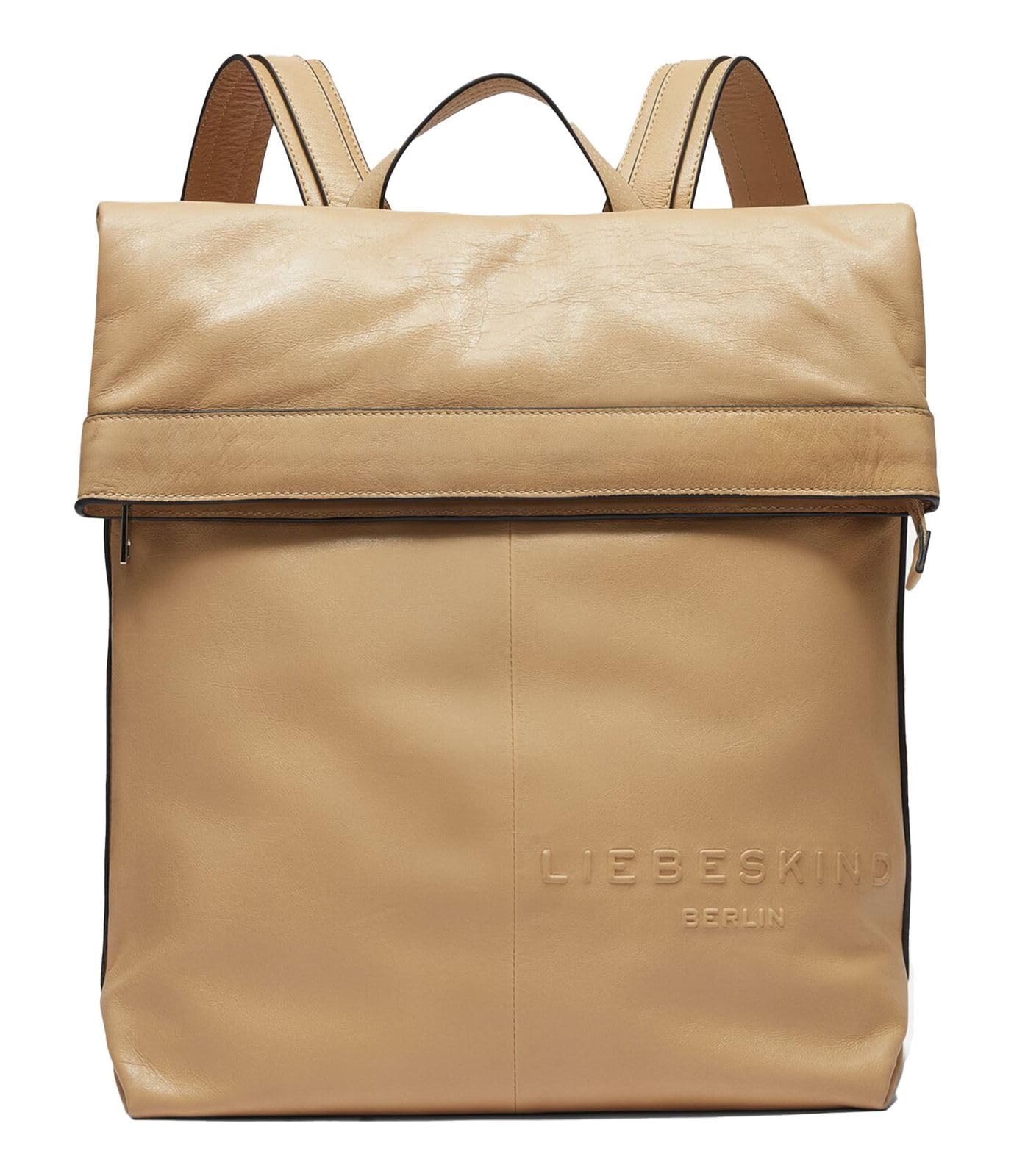 FEYNSINN PHOENIX Rugzak plat echt leer, 14 inch laptop, rugzak met schouderriem, leren rugzak voor heren en dames, zwart, handgemaakt, zwart, Medium