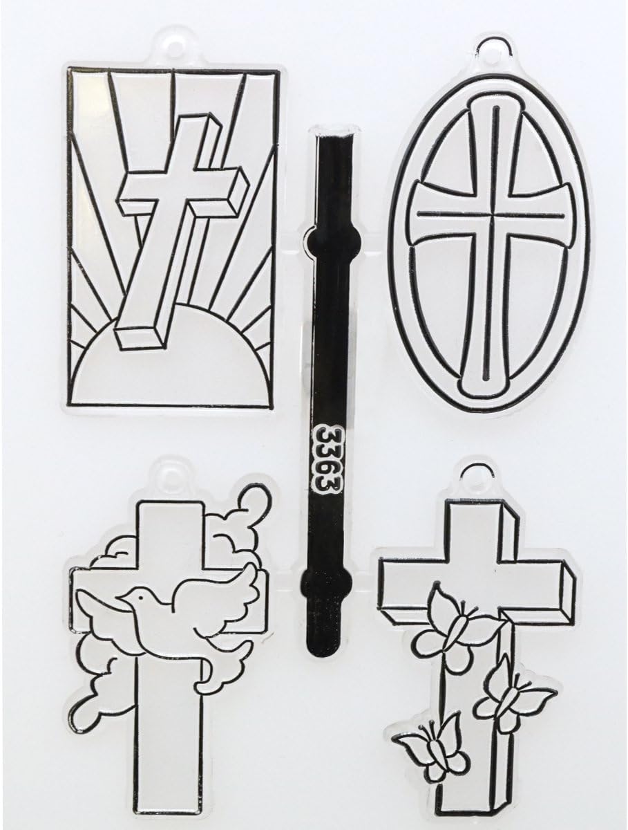 Kelly's Crafts Acrylic Sun Catchers, 4 Crosses - Sun, Oval, Dove, Butterflies, 4 Piece