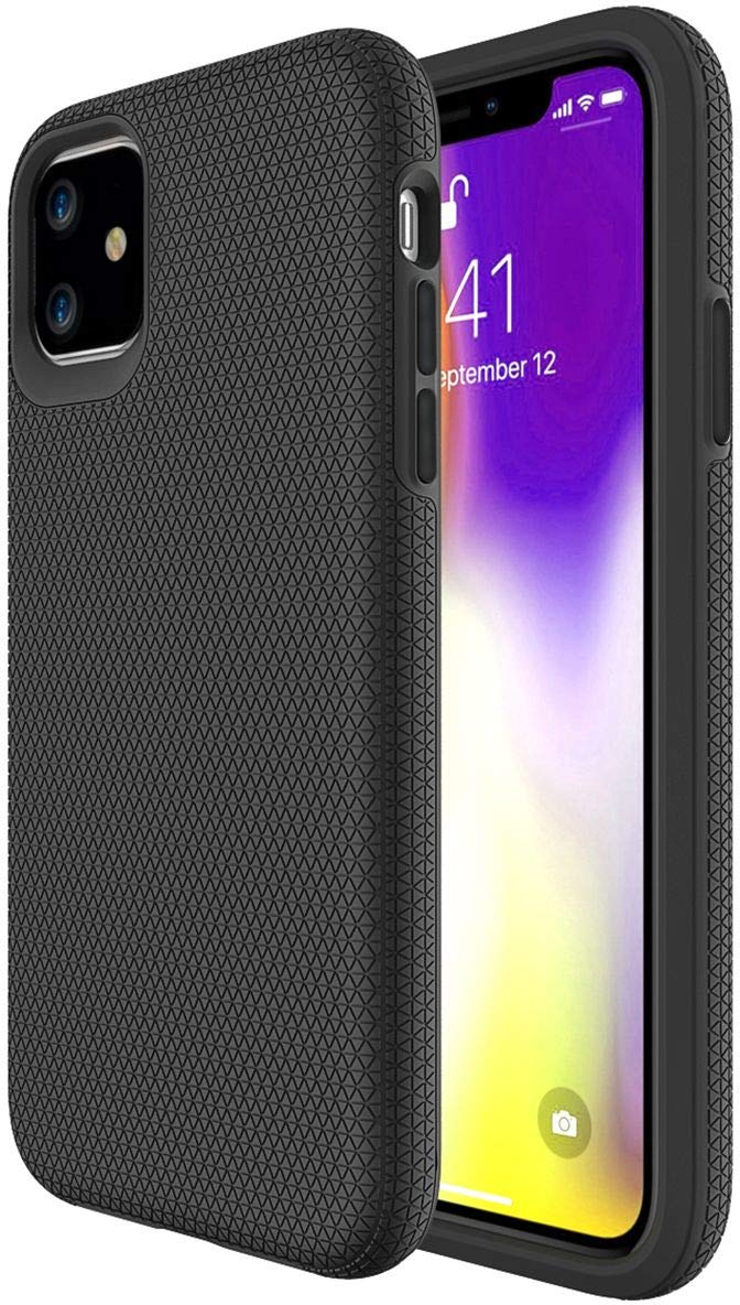 JT Berlin Back-Case Pankow Solid Silicone Case for Apple iPhone 11 in Black [TPU Inlay, Qi Compatible, Textured Surface, 1.2 Metre Tested Drop Protection, Raised Side Edge] - 10563