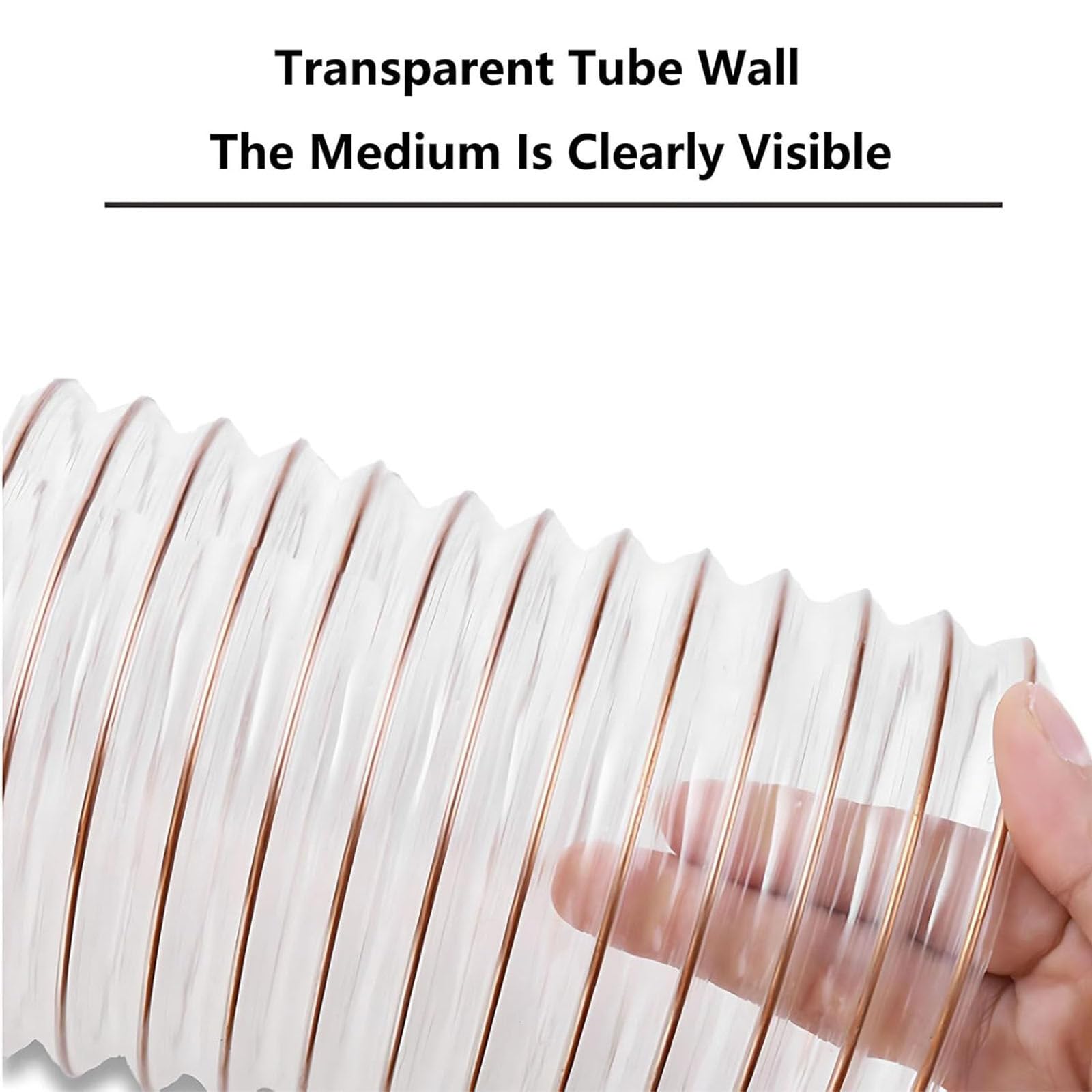 Manguera flexible de recogida de polvo de PVC transparente con alambre de acero al carbono, 1,2 mm de grosor, 1 m de longitud para sistemas industriales de extracción y vacío
