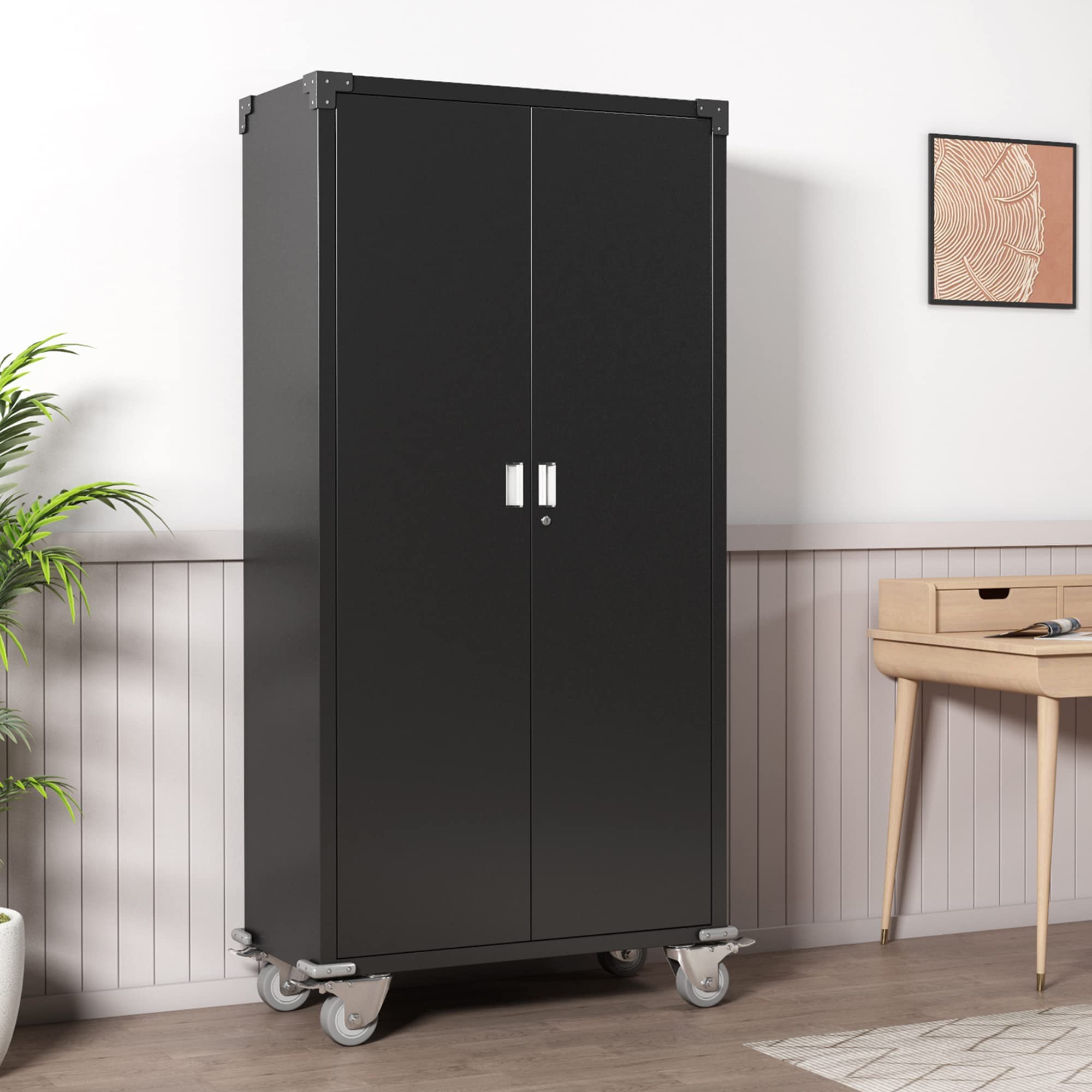 AOBABO Metal Lockable Rolling Storage Garage with