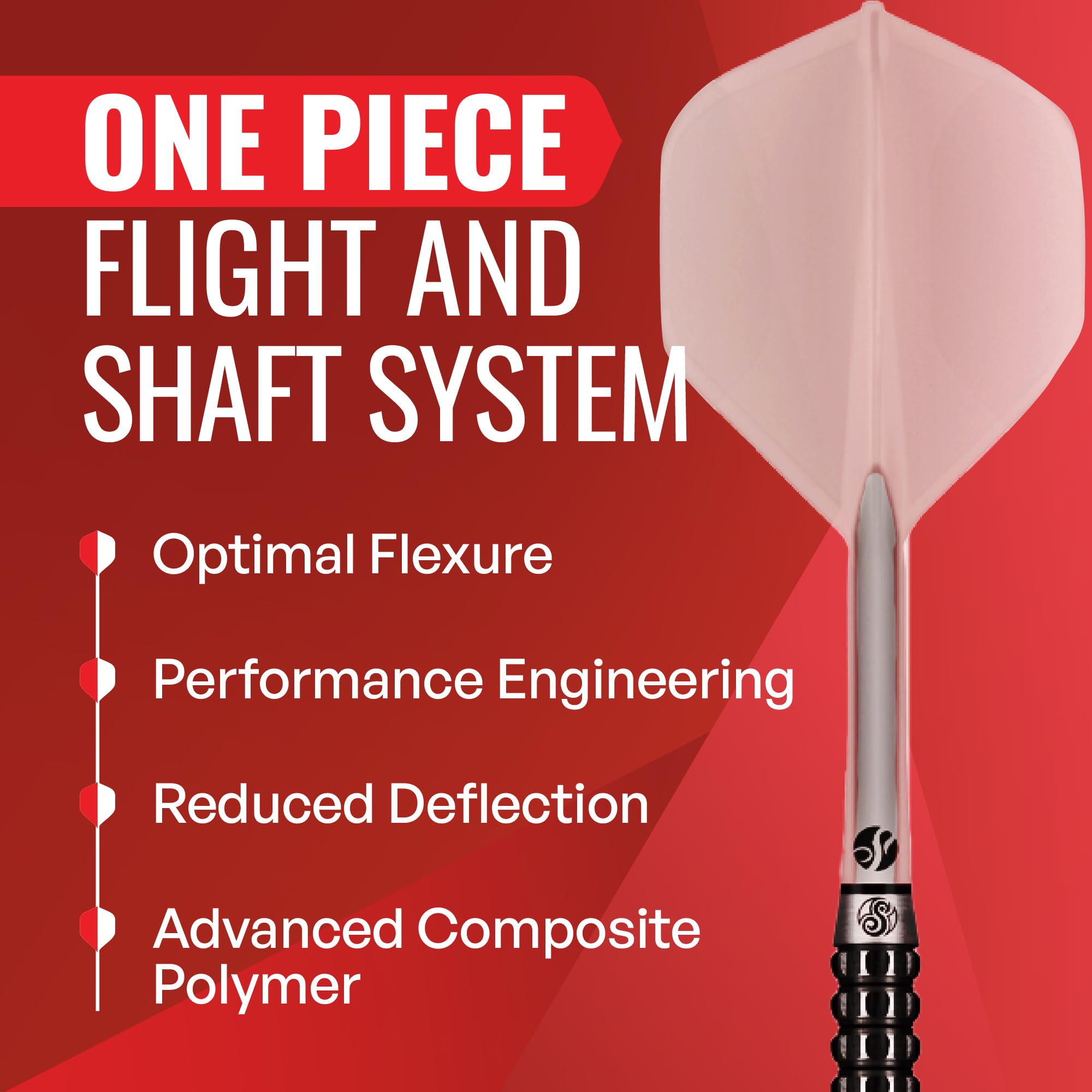 Shot! Darts Flight Deck One Piece Dart Flight and Shaft System, Reduced Deflections, Standard Shaped Flight (350 Micron), Available in Set of 3, Inbetween Length in Clear Color