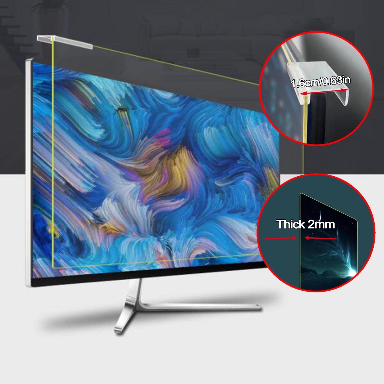 LIGUOYI Protection D'écran Antis-Lumière Bleu Premium, Film De Protection 2-en-1 pour Écran Ordinateur Moniteur, Film Protecteur avec Revêtement Antis-Reflet, Haute Définition, Réutilisable