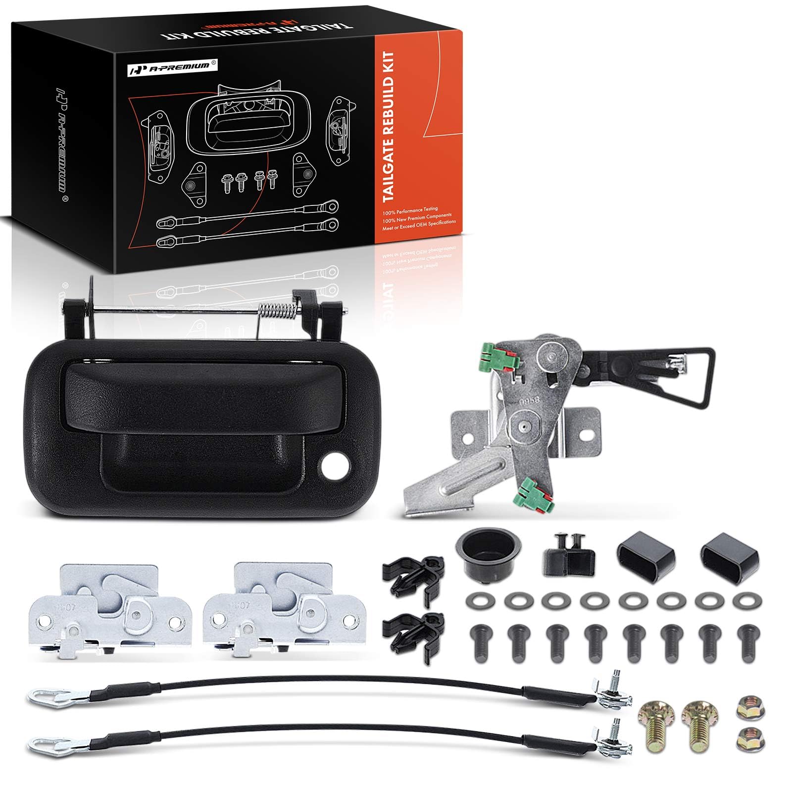 Photo 1 of A-Premium Tailgate Rebuild Kit Compatible with Ford F-150 2004-2014 & Lincoln Mark LT 2006-2008, Rear Tailgate Parts Metal Handle Bezel Latch Bracket Cable Bushing Hinge Bolts (Pack of 32)