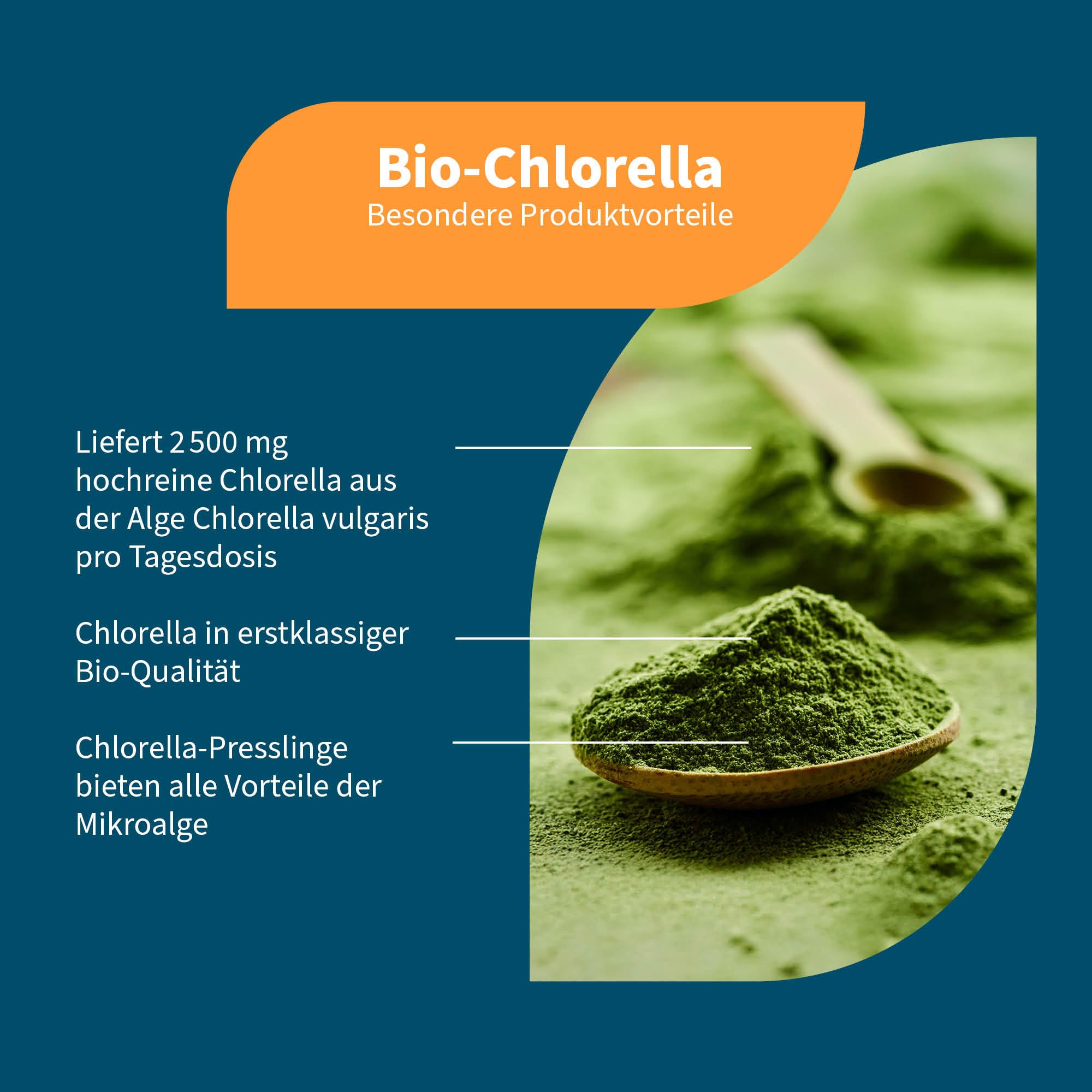 NatuGena Bio-Chlorella 2.500 mg hochreines Bio-Chlorella pro Tagesdosis, ohne künstliche Zusatzstoffe, ideal für Veganer und Vegetarier, 500 Presslinge (100 Tage Packung)