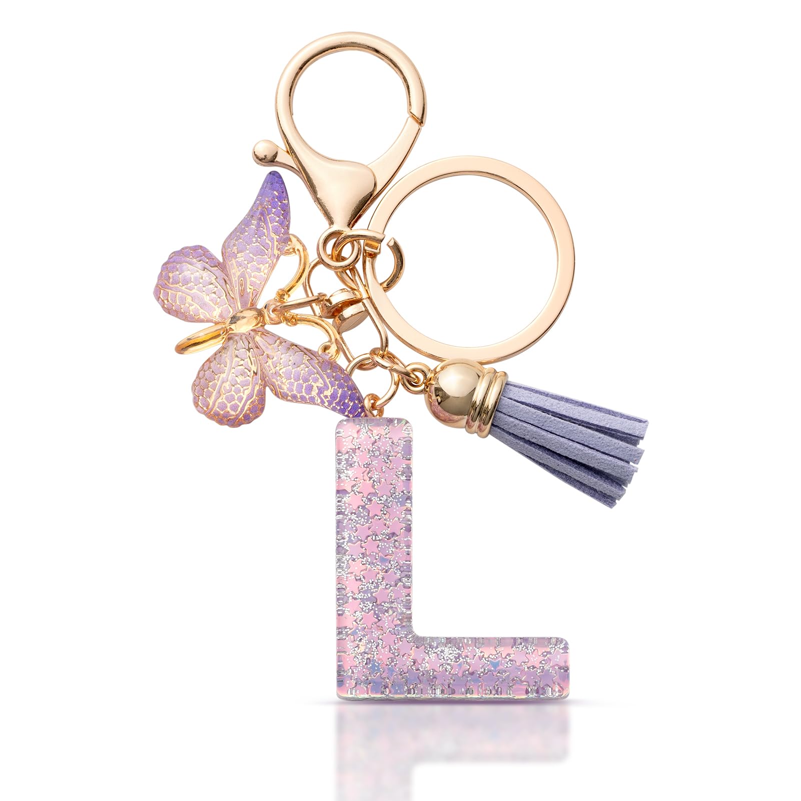MORSUNBELA Schlüsselanhänger Buchstabe Mädchen Keychain mit Anfangsbuchstabe Schlüssel Anhänger mit Buchstaben für Frauen Damen
