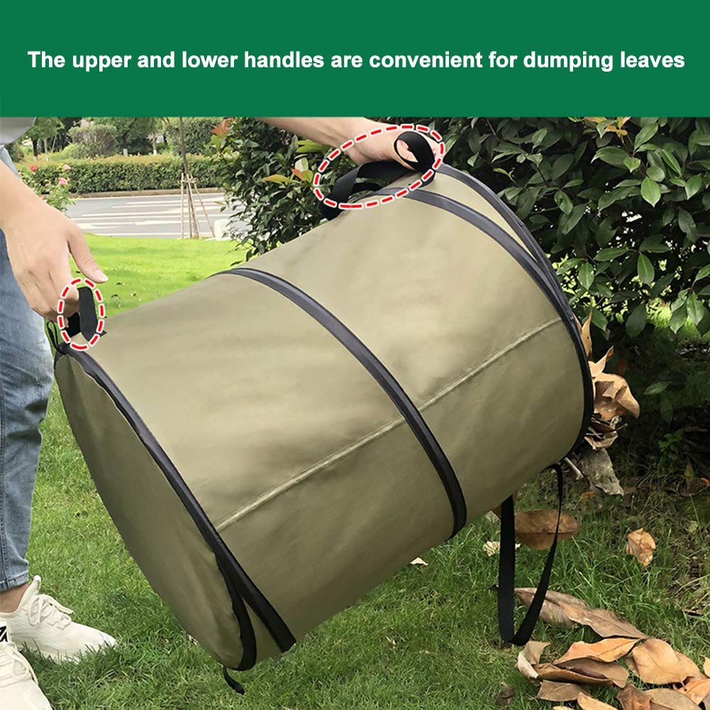 DENPETEC Gartenbeutel, 30 Liter, Gartenlaubbeutel, mit Schnalle, zusammenklappbarer Behälter, Laubmülleimer, Gartenabfälle, wiederverwendbare Tasche (Größe: 30 Liter)