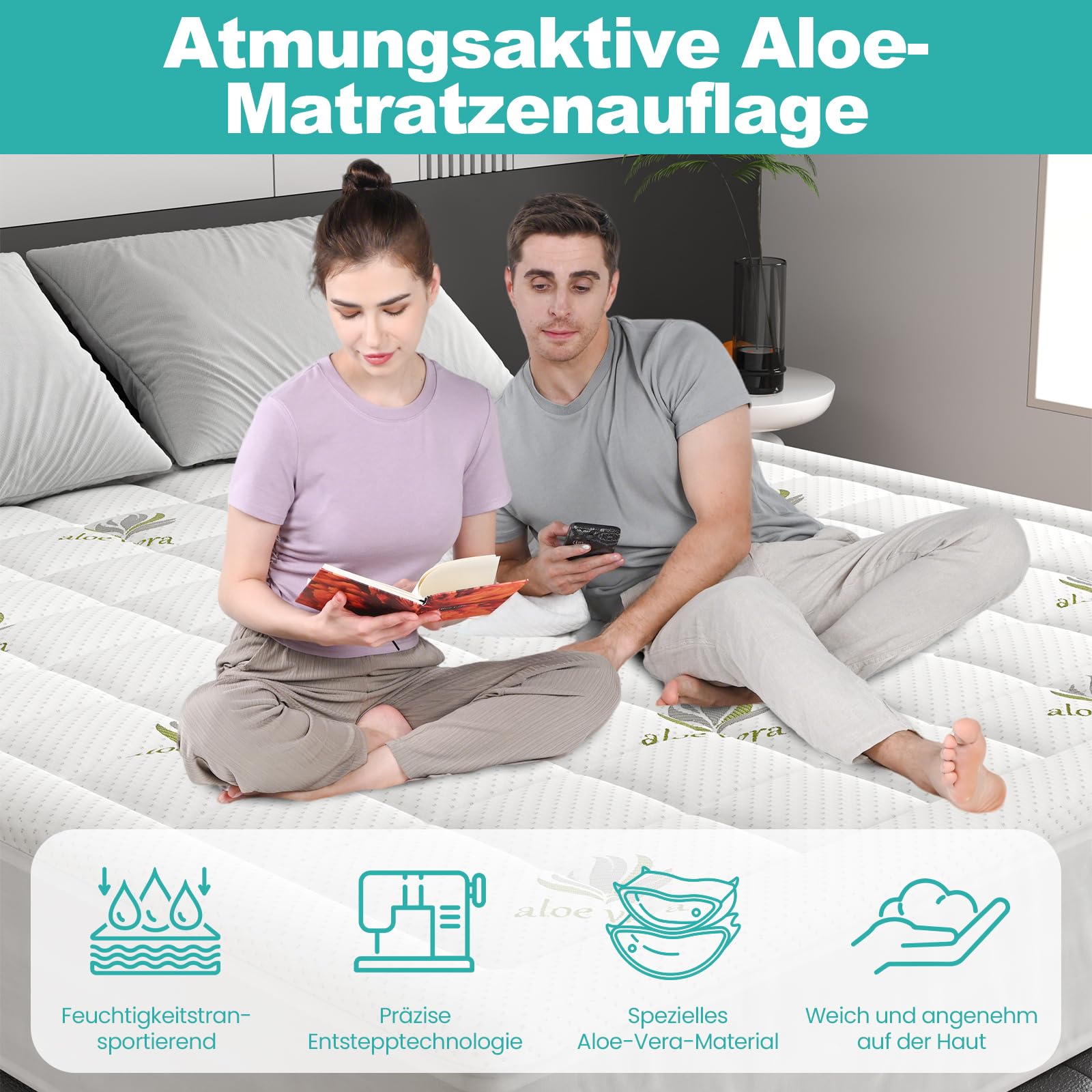 Wowttrelax Coprimaterasso 90 x 190 cm, in fibra di bambù traspirante, sottile, 3 cm, per materassi da 15 a 30 cm, ipoallergenico, lavabile con antiscivolo