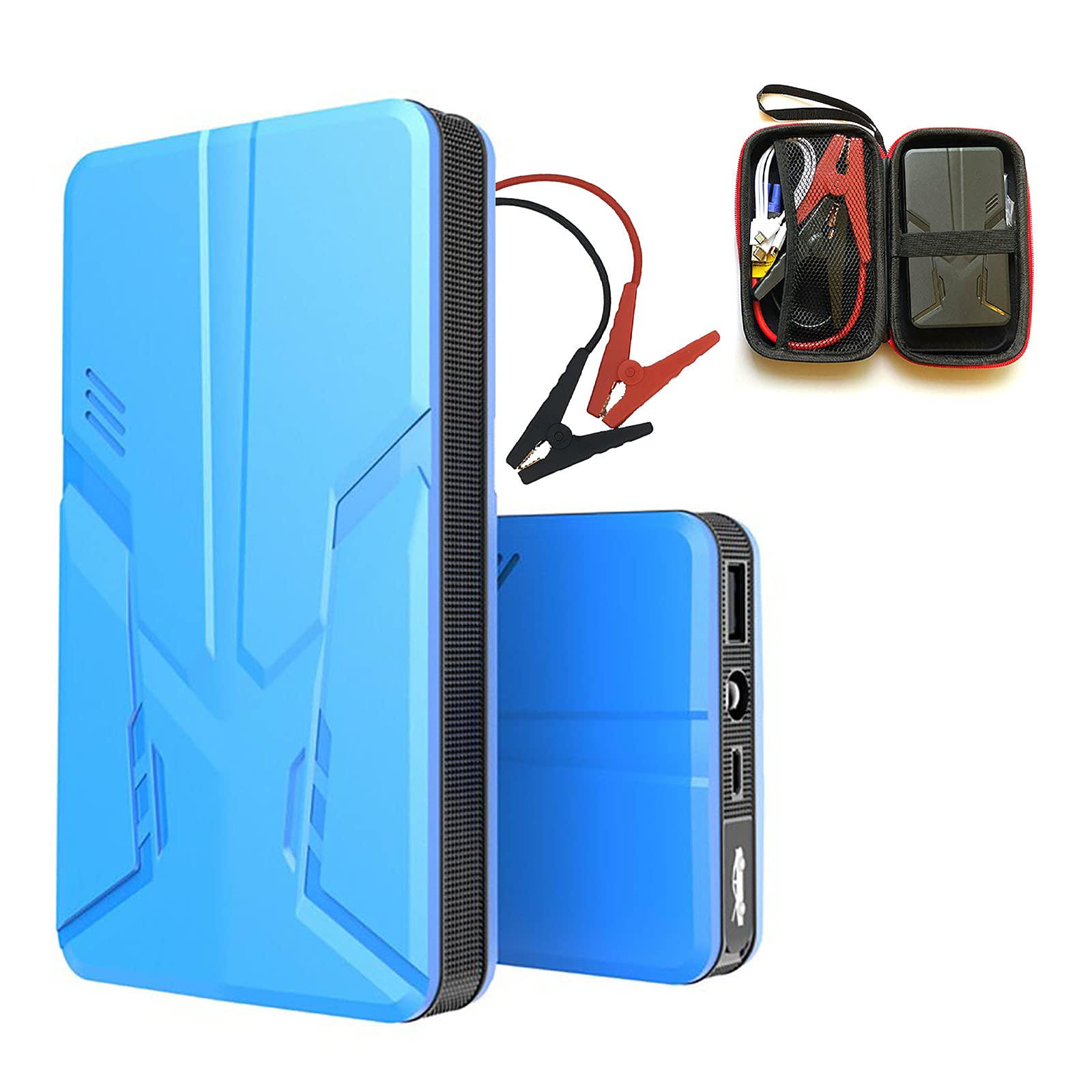 30000 mAh samochodowy rozrusznik powerbank zewnętrzny akumulator awaryjny rozrusznik 12 V automatyczna skrzynka do skakania ze światłem LED, niebieski