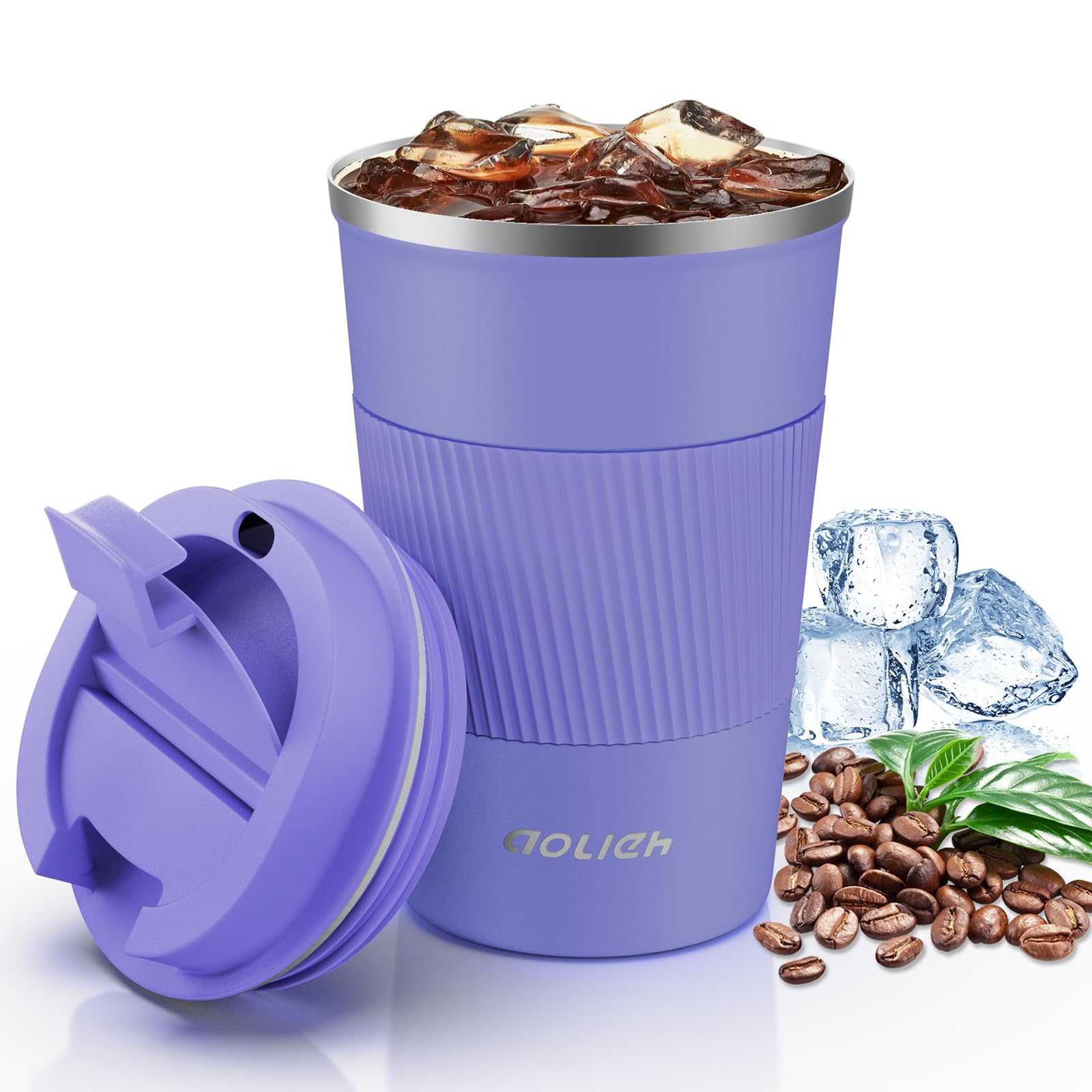 Aolieh Tasse De Voyage Isotherme à Double Paroi En Acier Inoxydable Avec Couvercle étanche, Respectueux De L'environnement, Réutilisable Pour Café, Thé Et Bière