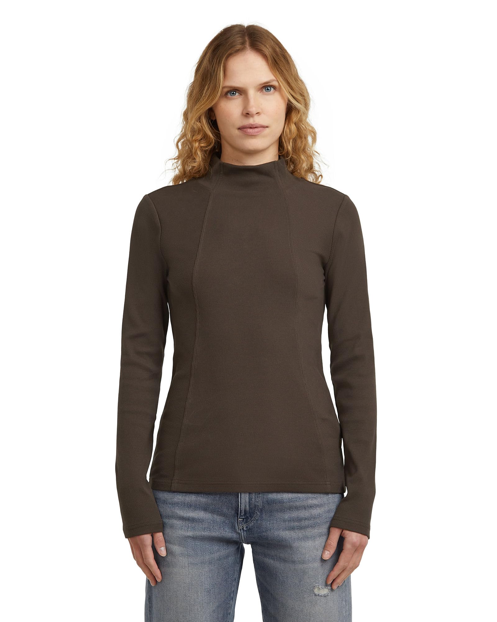 G-STAR Damen A line Slim Rib Mock t ls wmn