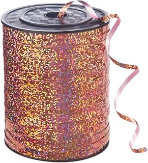500 Yards Rose Gold Glitter Curling Ribbon Balloon String Gift | Holographic Laser Crimped Shiny Ribbon for Birthday Wedding Baby Shower Party Festival Decorations Supplies