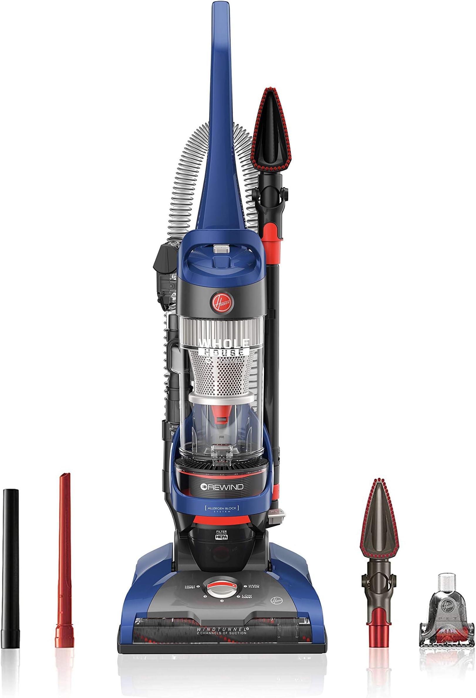 WindTunnel 2 Whole House Rewind Bagless Vacuum Cleaner, Corded Upright Vac, HEPA Media Filtration, Blocks Allergens and Absorbs Odors, Corded Vacuum Cleaners for Home Use