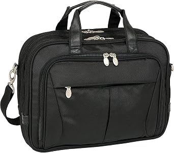 McKlein R Series, Pearson, 17" Nylon Expandable Double Compartment Laptop Briefcase, Black 74565