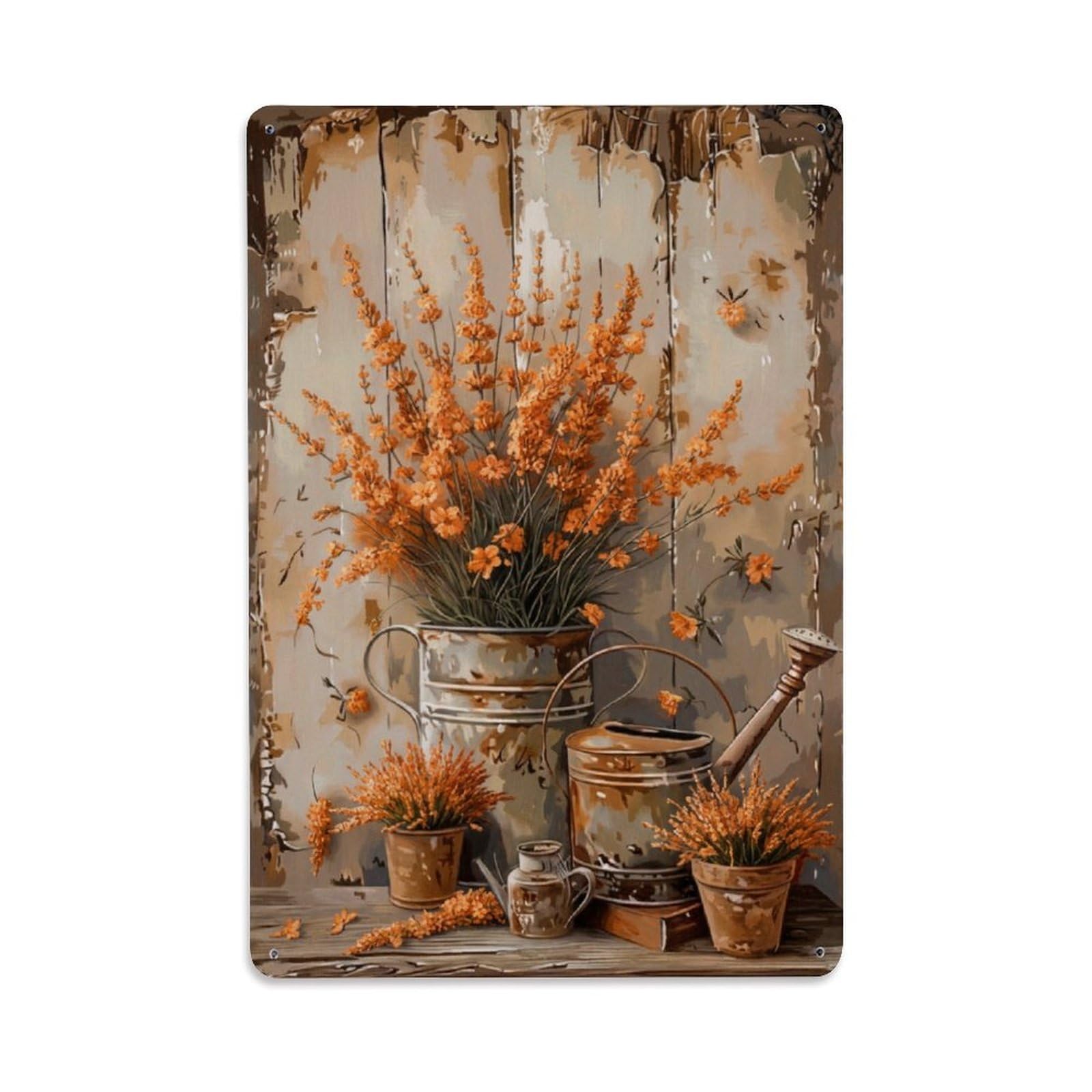Vintage Flower Bunch Lantana Pastoral Aesthetics Metal Tin Sign
