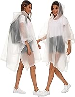 Vista 24 de Paquete de 2 ponchos de lluvia para adultos, reutilizables, impermeables, de supervivencia, emergencia, resistente, con capucha con cordón Azul