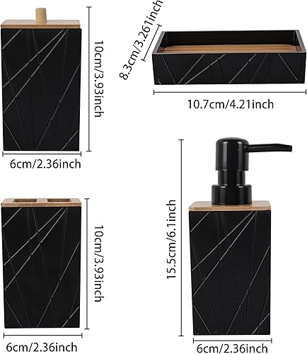 Miniatura 6 de FEILANDUO Juego de accesorios de baño (6 unidades), 2 dispensadores de jabón de loción, soporte para cepillos de dientes, 2 soportes para puntas