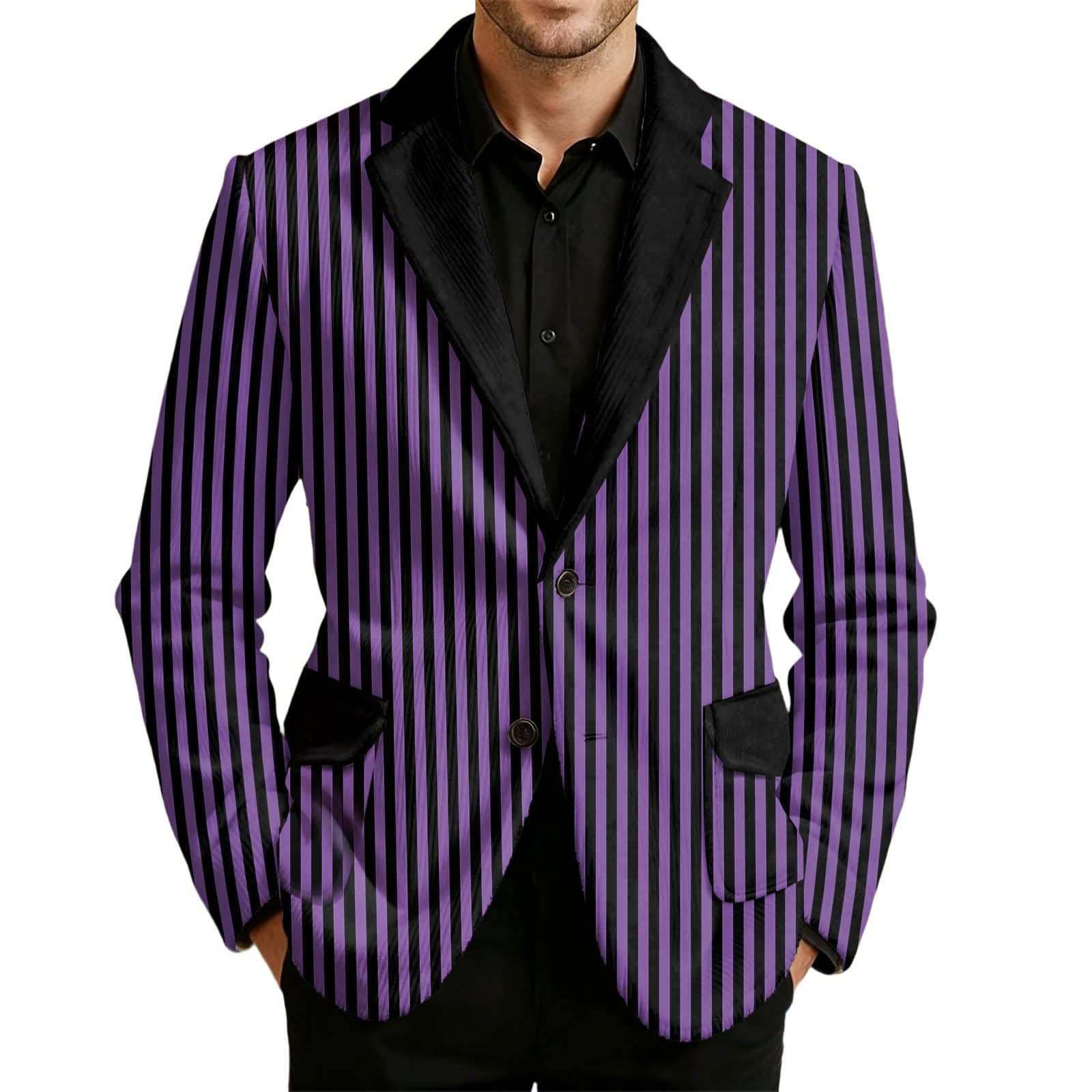 Men's Cologne Clown Corduroy Jacket, Red and White Striped Printed Jacket, Funny Multicolored Jacket, Carnival Blazer, Circus Director Costume, Cosplay Blazer, Fasching Party Jacket, R Purple, XL