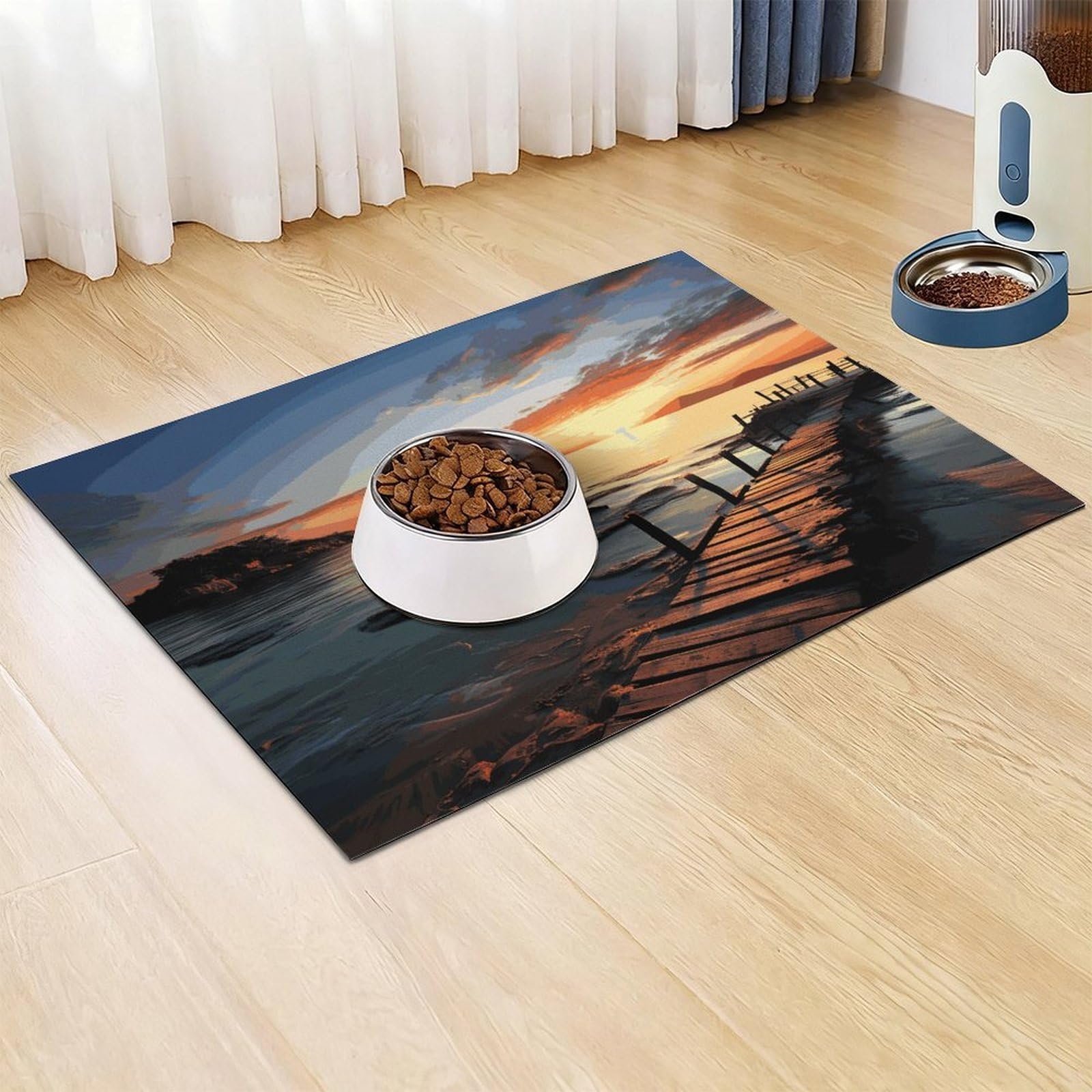 Tapis de nourriture pour chat et chat - Tapis d'alimentation antidérapant pour chien et chat - Facile à nettoyer pour la nourriture et l'eau - 61 x 81,3 cm