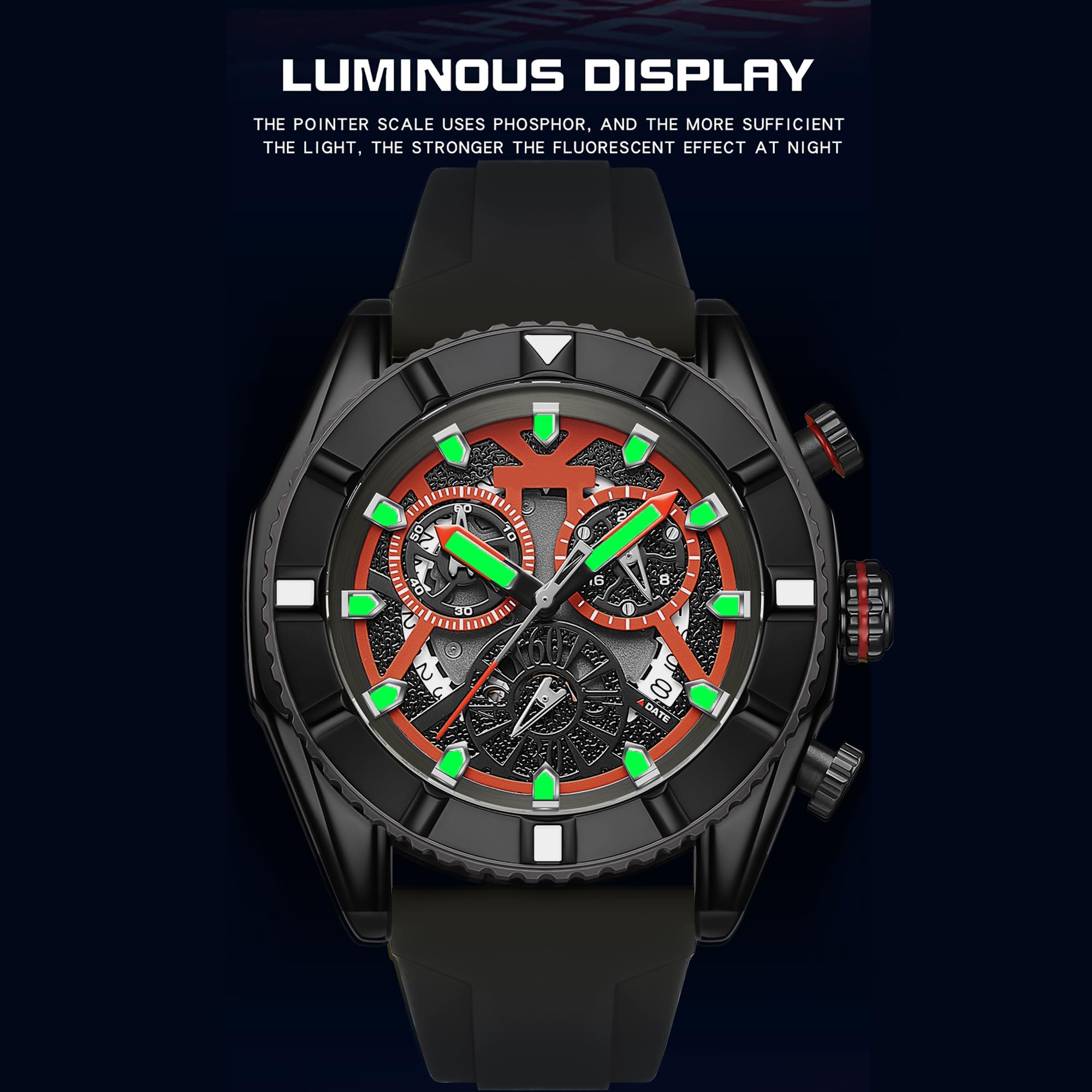 findtime Herrenarmbanduhren Armbanduhr Herren Uhren Schwarz Männeruhr Chronographen Männer Wasserdicht Groß Analog Quarz Uhr für Jungen Business Klassische Datum Stoppuhr Kalender