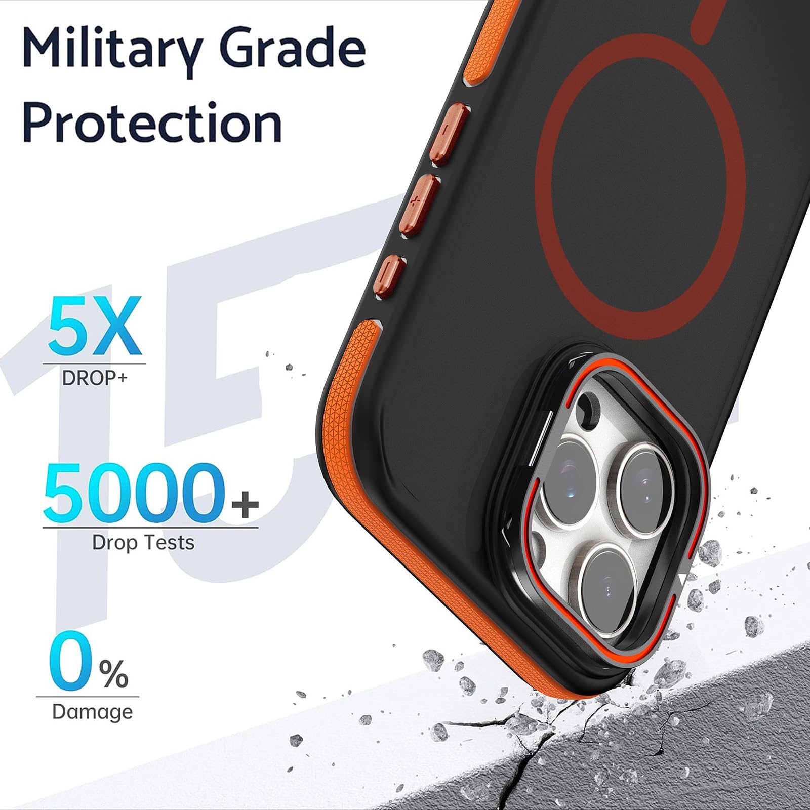 Magnetische Hülle für iPhone 16 Pro Max/16 Pro/16 Plus/16, TPU rutschfest Schutzhülle mit KameraSchutz Ständer Kabelloses Laden Hülle,Schwarz,16
