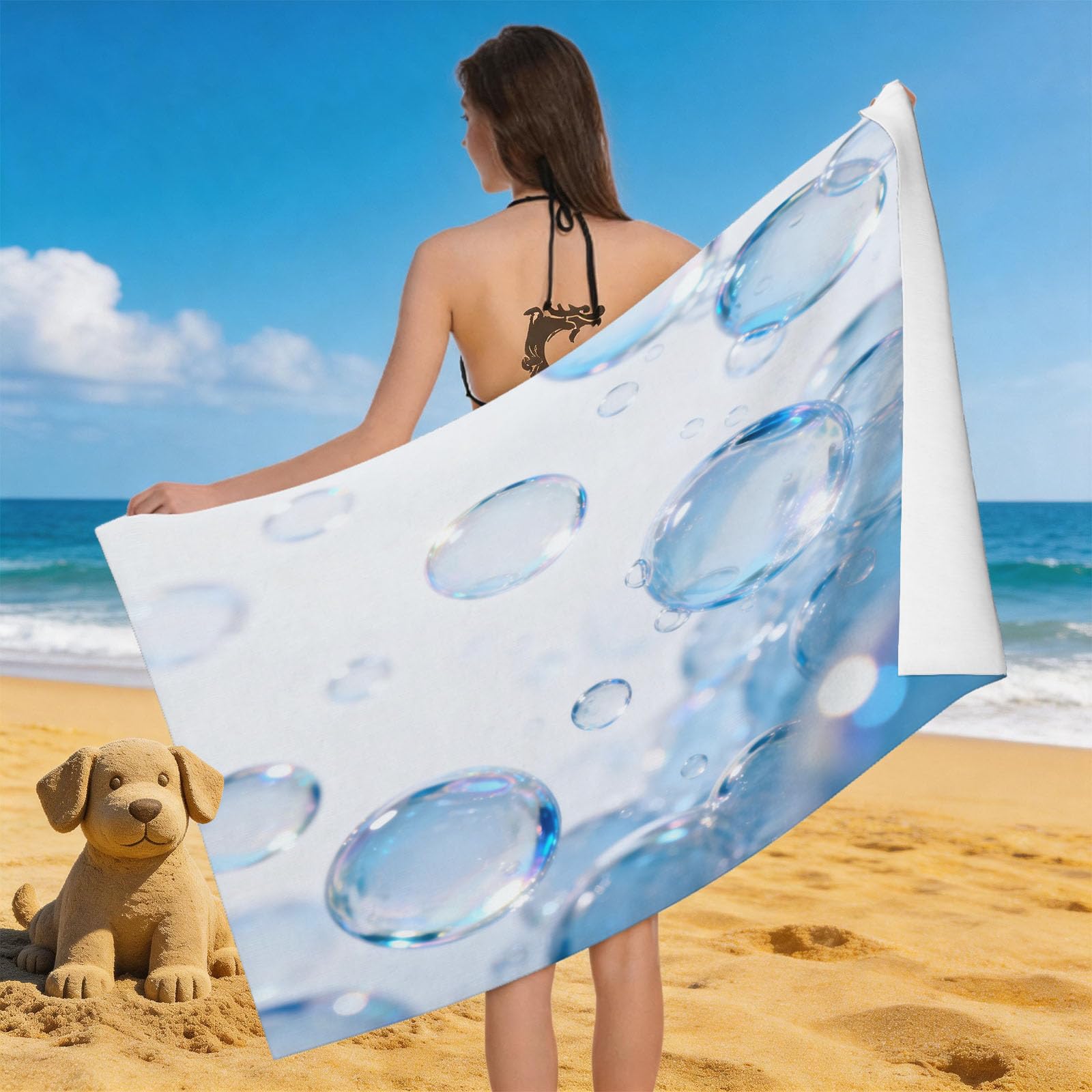 Leichong 3D Bubble Beach Towel Microfiber Soft Quick Dry for Adults, Chic Bath Towel Lightweight Soft Absorbent for Travel Swimming Pool Sports, 75 x 150 cm