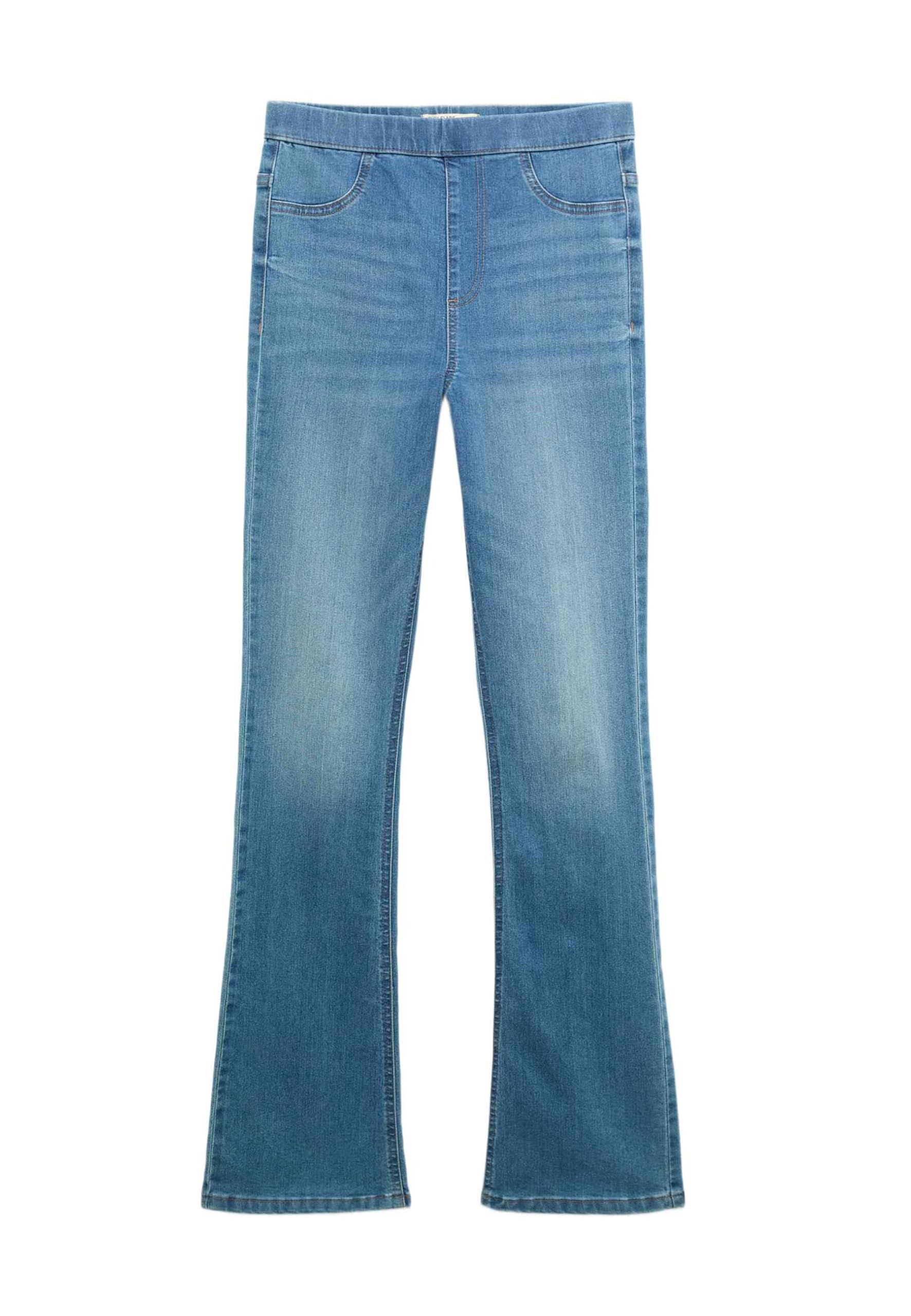 Marks & Spencer Damen Baumwolle Hose Regular | Mit mittlerem Bund, Beinform: Knöchellang, Waschung: Mittelblau, Zum Reinschlüpfen, Leicht