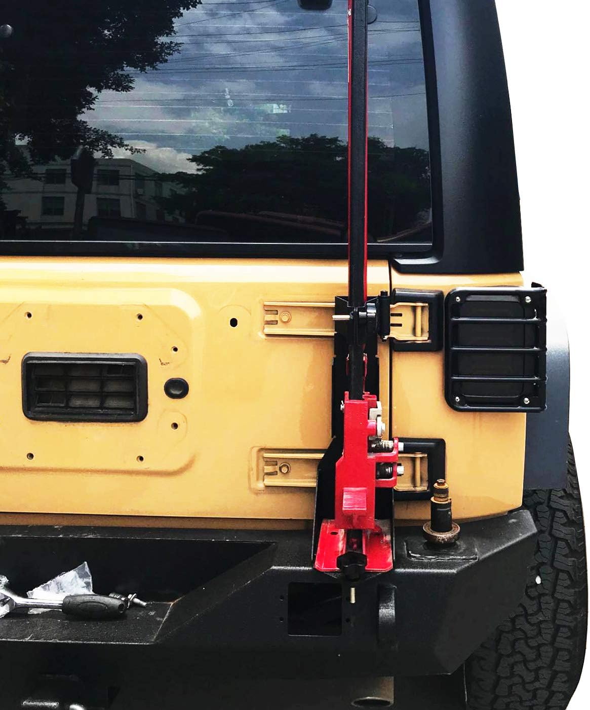 OMOTOR Off-Road Tailgate High Lift Jack Mount Bracket fit for Jeep Wrangler JK 2007 2008 2009 2010 2011 2012 2013 2014 2015 2016 2017 2018 (JK Tailgate Hi Lift Jack Mount Bracket) : Automotive