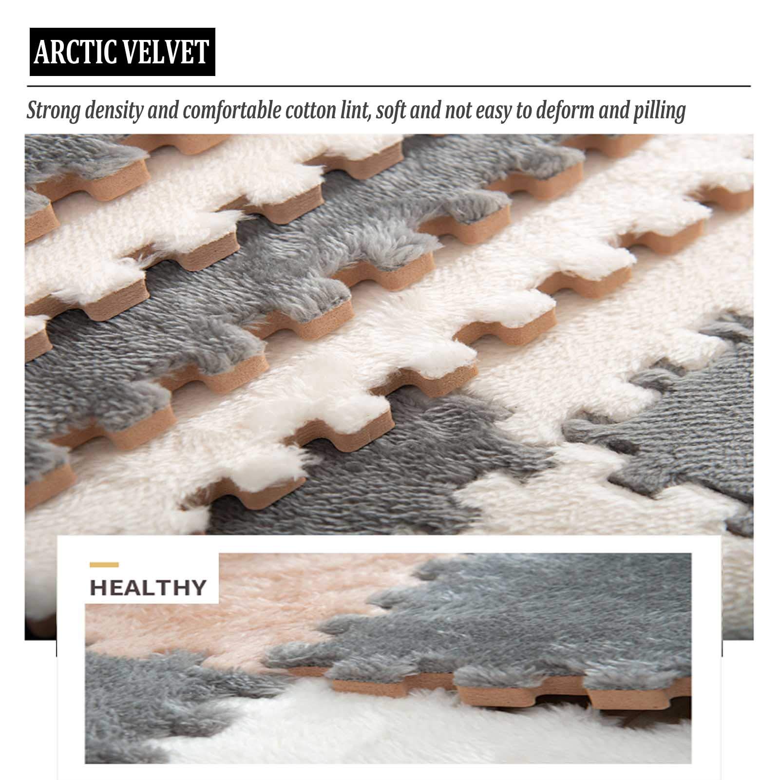 Tapis Puzzle EVA pour Enfants, Tapis De Mousse en Peluche Imbriqués avec Bords - Parfait pour Les Exercices Protection du Sol Au Garage, Le Yoga, Salle Jeux,Beige,12