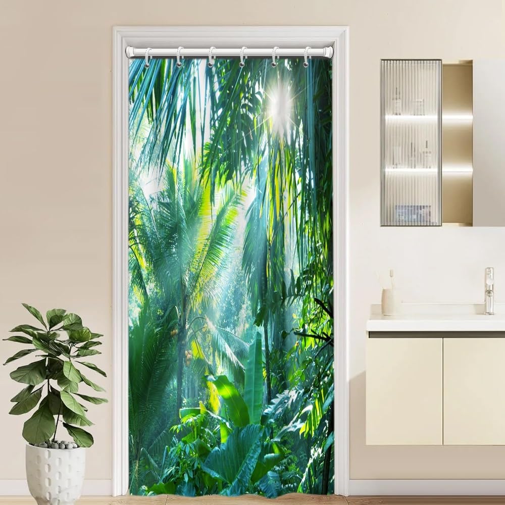 Uiiooazy Cortina de Ducha de Hoja Eucalipto, Cortinas de Ducha Verde Oro Abstracto Planta Cortinas de Baño Antimoho Impermeable Lavable Tejido de Poliéster Cortina Ducha con Ganchos 90x180cm — view 226