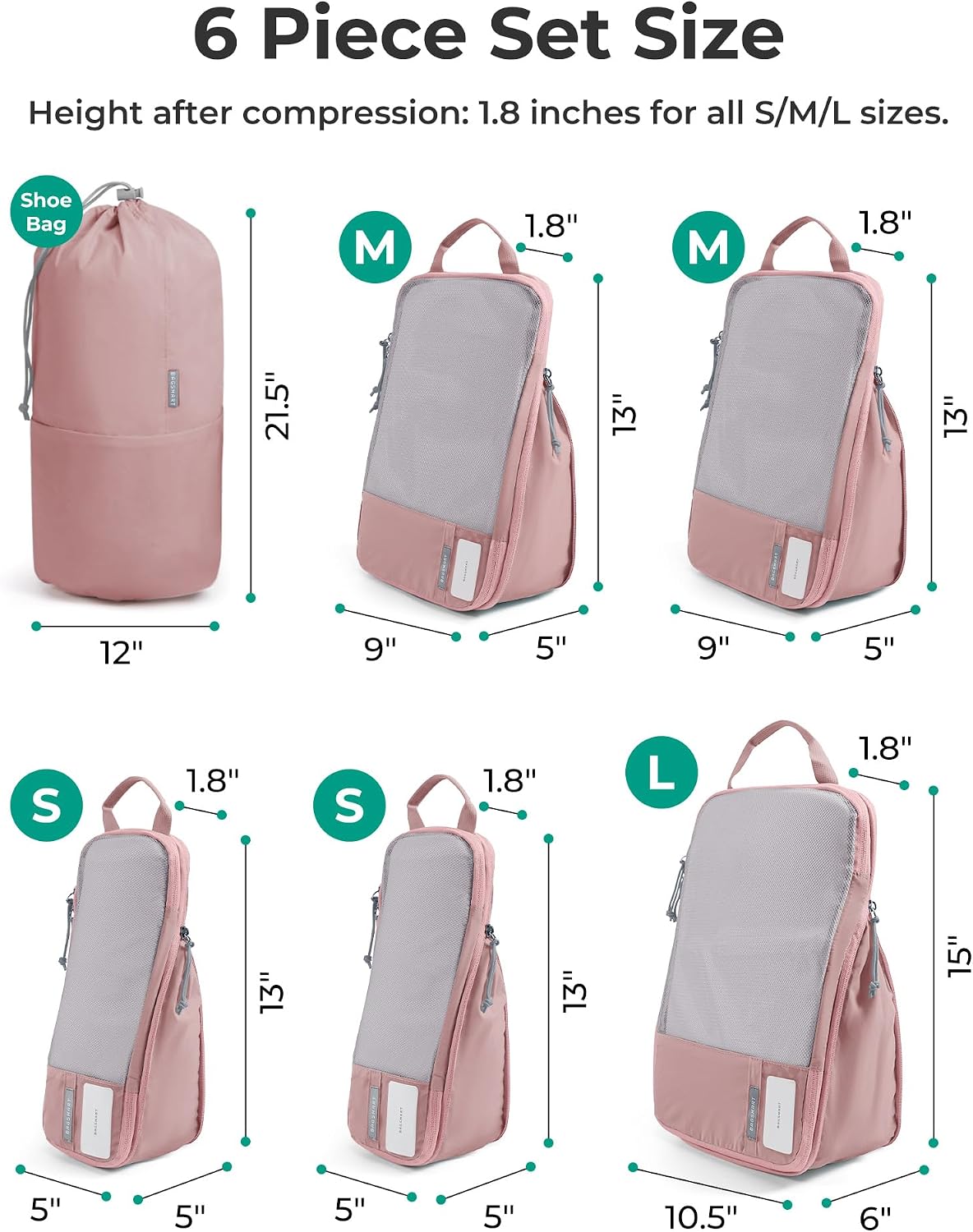 BAGSMART 6 Set /4 Set/2 Set Compression Packing Cubes for Travel, Lightweight Luggage Organizer Bags, Durable Space Saver Bags Travel Essentials thumbnail