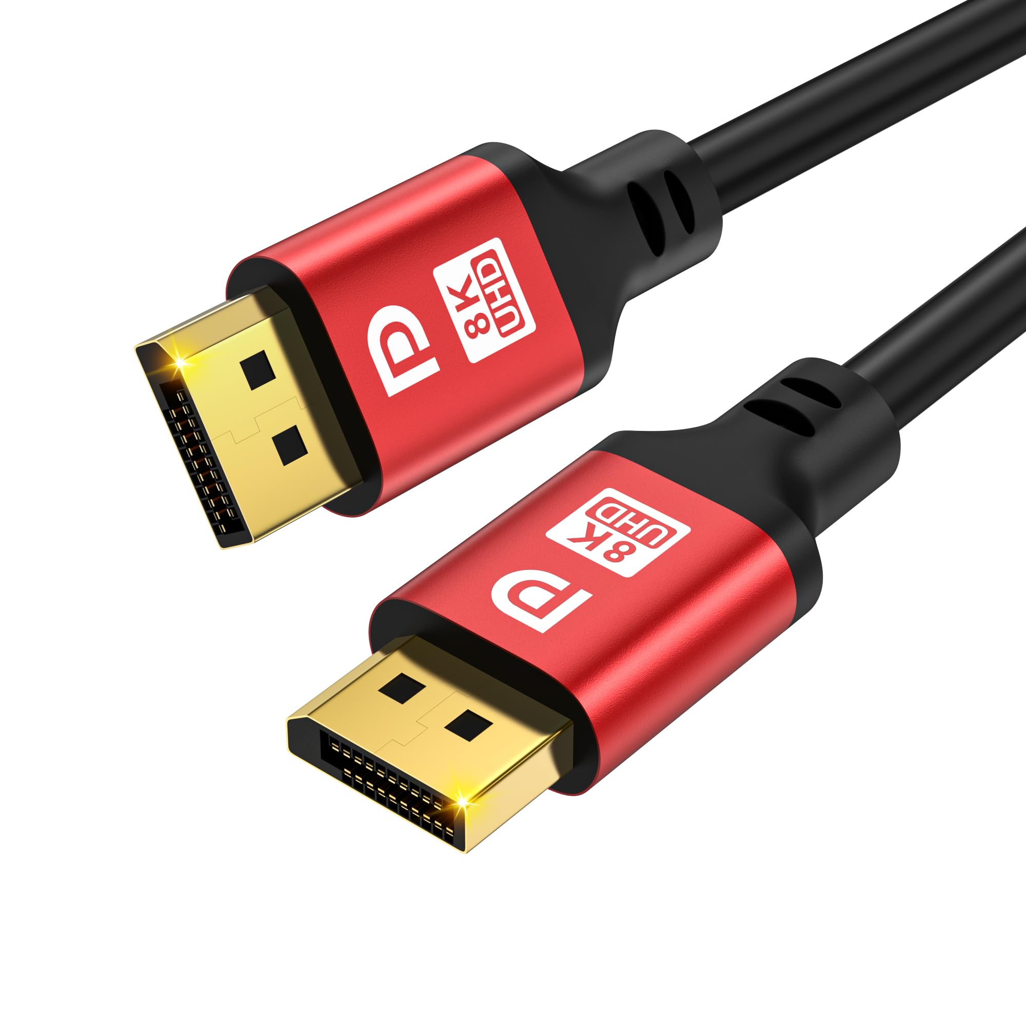 16K 10K 2.1 Displayport Cable, DP Cable 7 m (8K @ 60 Hz, 4K @ 144 Hz, 2K @ 240 Hz, 40 Gbit) do laptopa, TV, monitora gamingowego (czerwony)