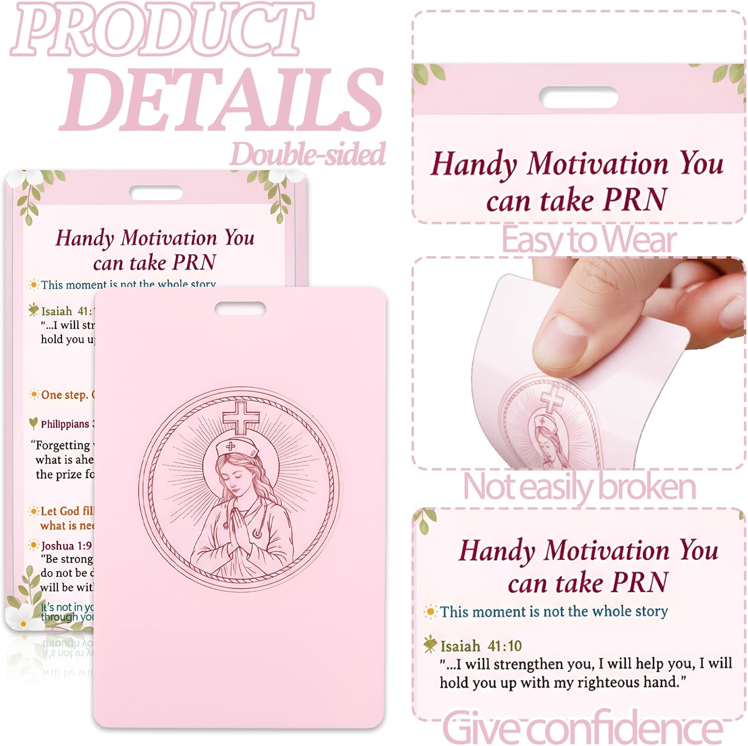 4Pcs Motivational Badge Buddy – Inspirational Christian Gift Set for Healthcare Workers & Students, 4 Colors Durable Plastic Faith Cards with Bible Verses, Encouragement Gifts for Nurses