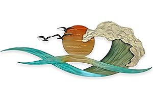 Waves and Blazing Sun Stainless Steel Metal Wall Decor