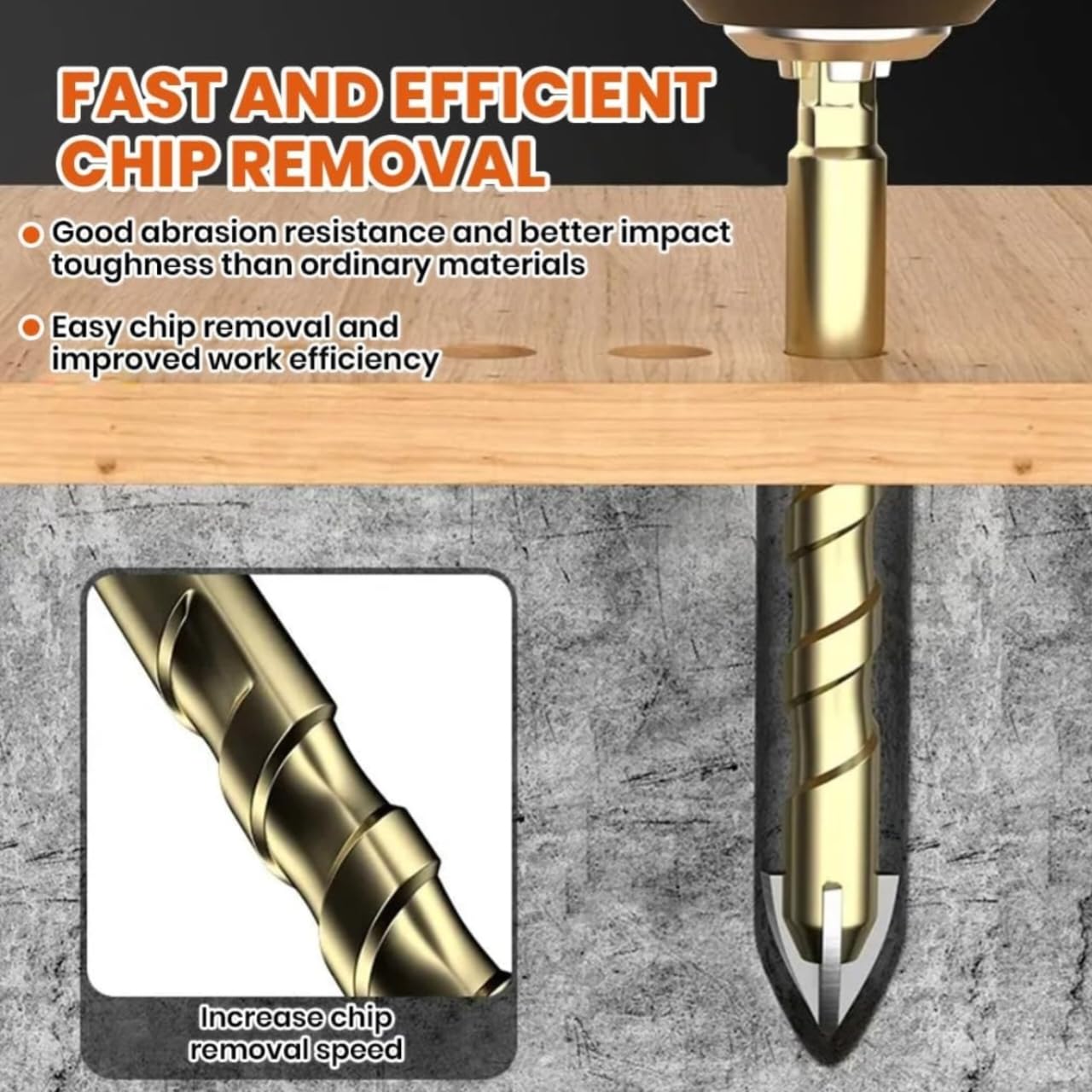 HPHOPE Upgraded 10-Piece 5/16" Four-Flute Eccentric Drill Bit Set - Ultra-Hard Carbide, Hex Shank For Masonry & Tile