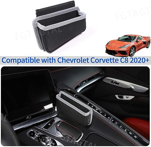 Miniatura 5 de Bolsa de almacenamiento para palanca de cambios compatible con Chevrolet Corvette C8 2020-2025, bolsa organizadora de almacenamiento lateral de